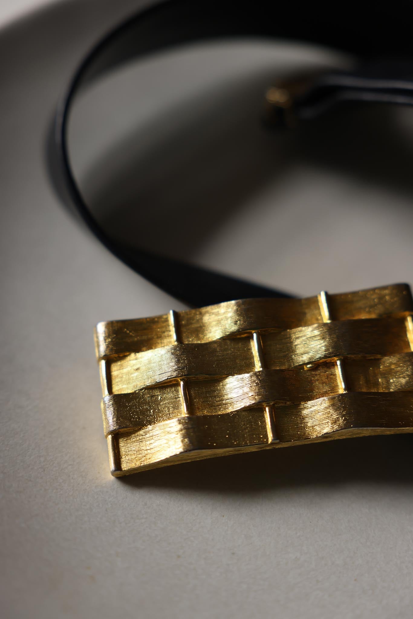 Black Belt with Chunky Gold Buckle|Vintage Baazaar 