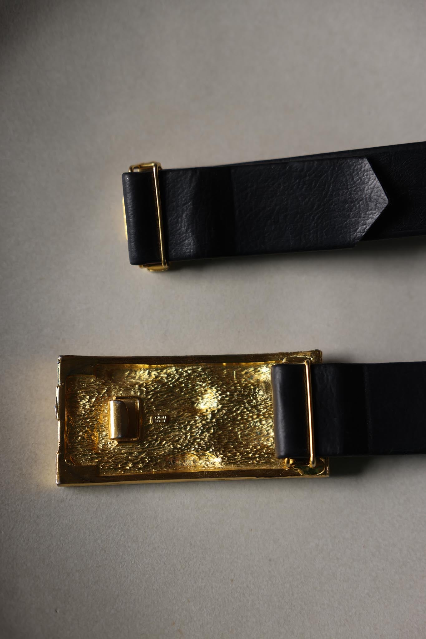 Black Belt with Chunky Gold Buckle|Vintage Baazaar 