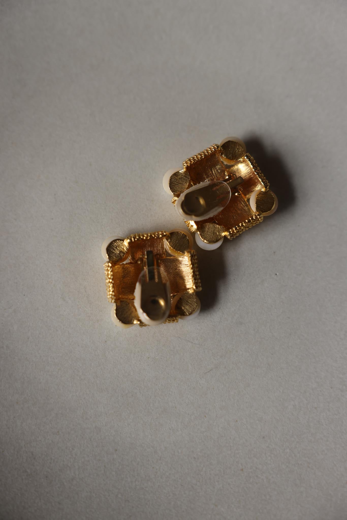 Les Bernard Gold-Tone and Pearl Clip-On Earrings|Vintage Baazaar 