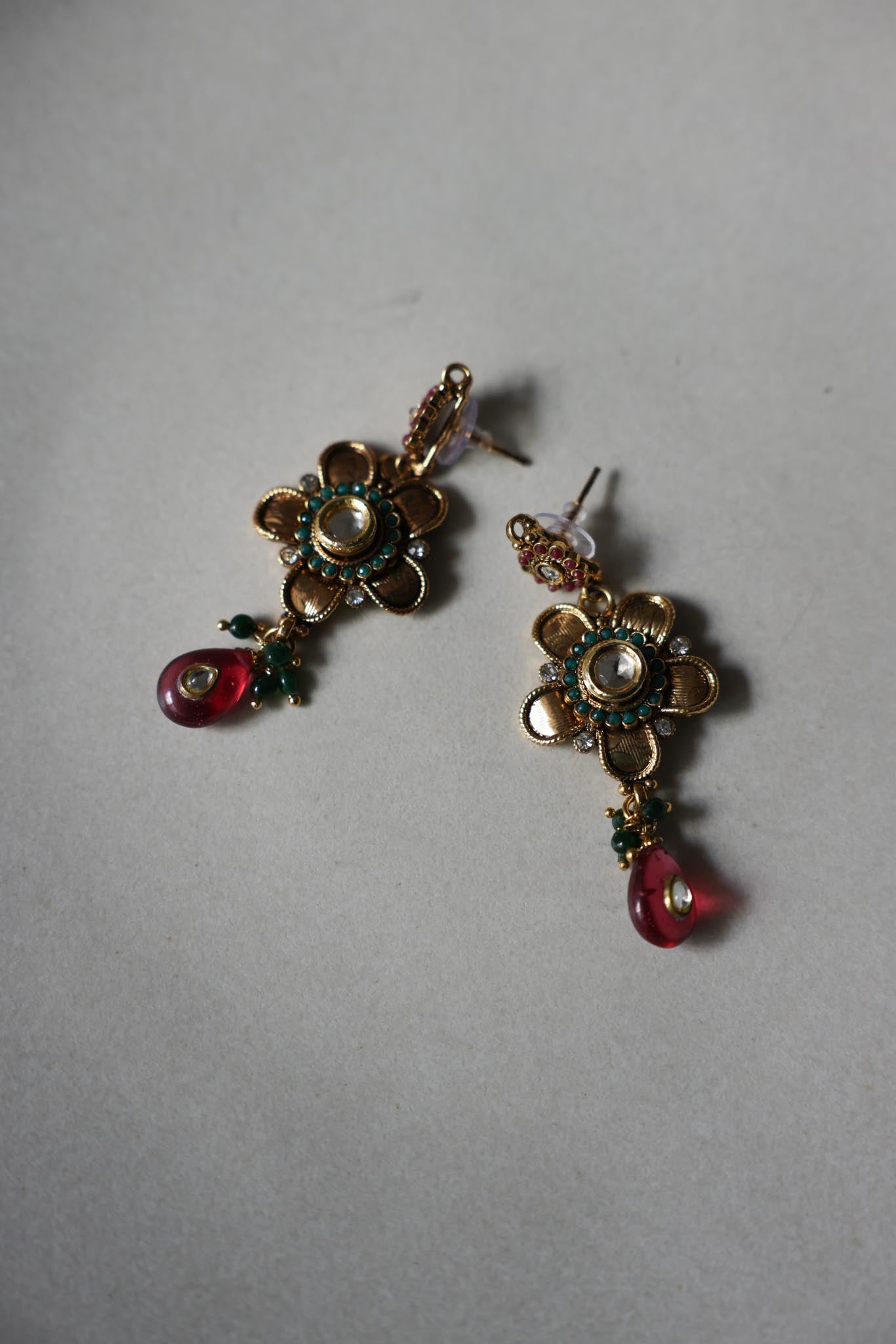 Golden Bloom Drop Earrings|Vintage Baazaar 