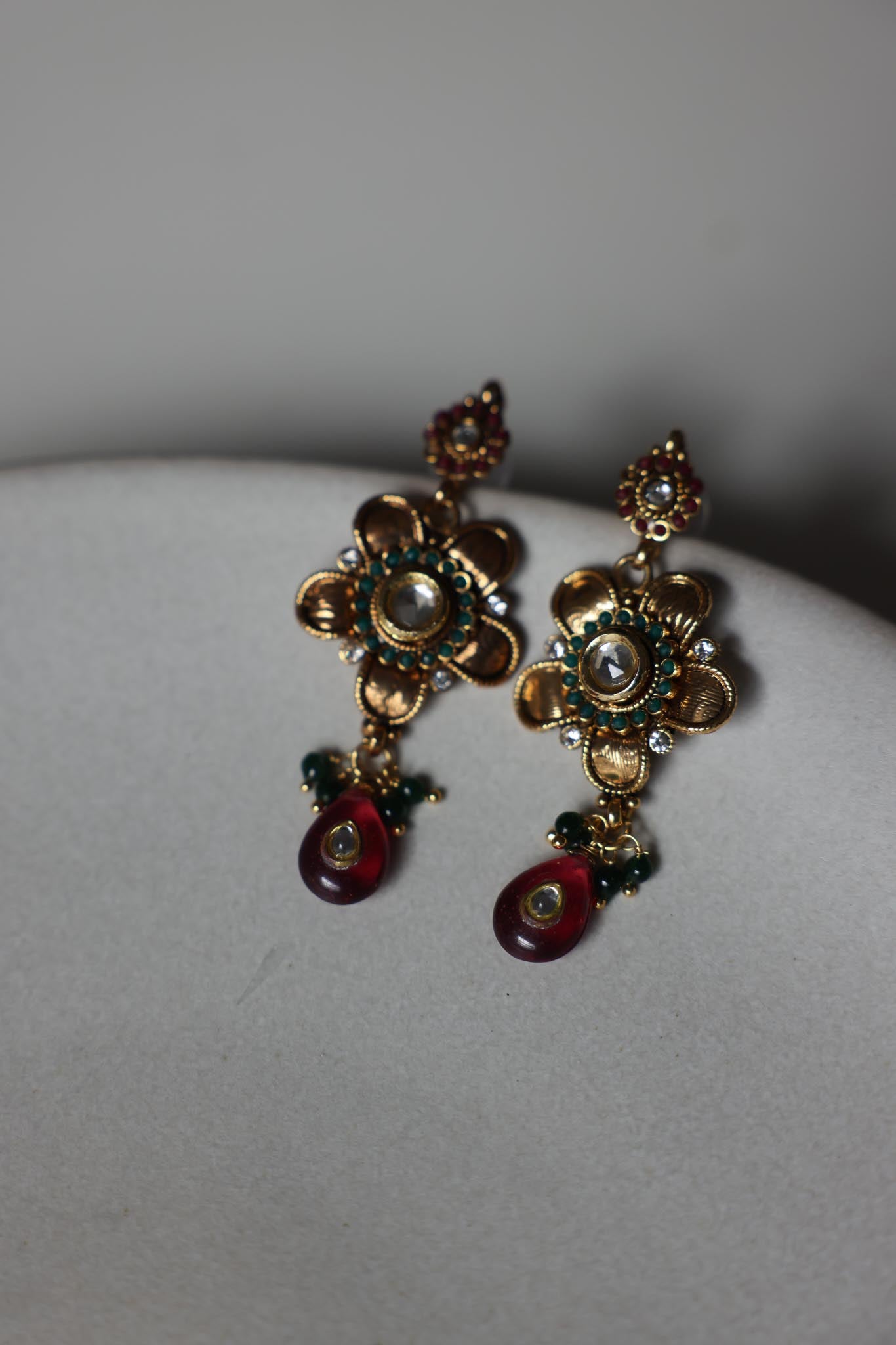 Golden Bloom Drop Earrings|Vintage Baazaar 