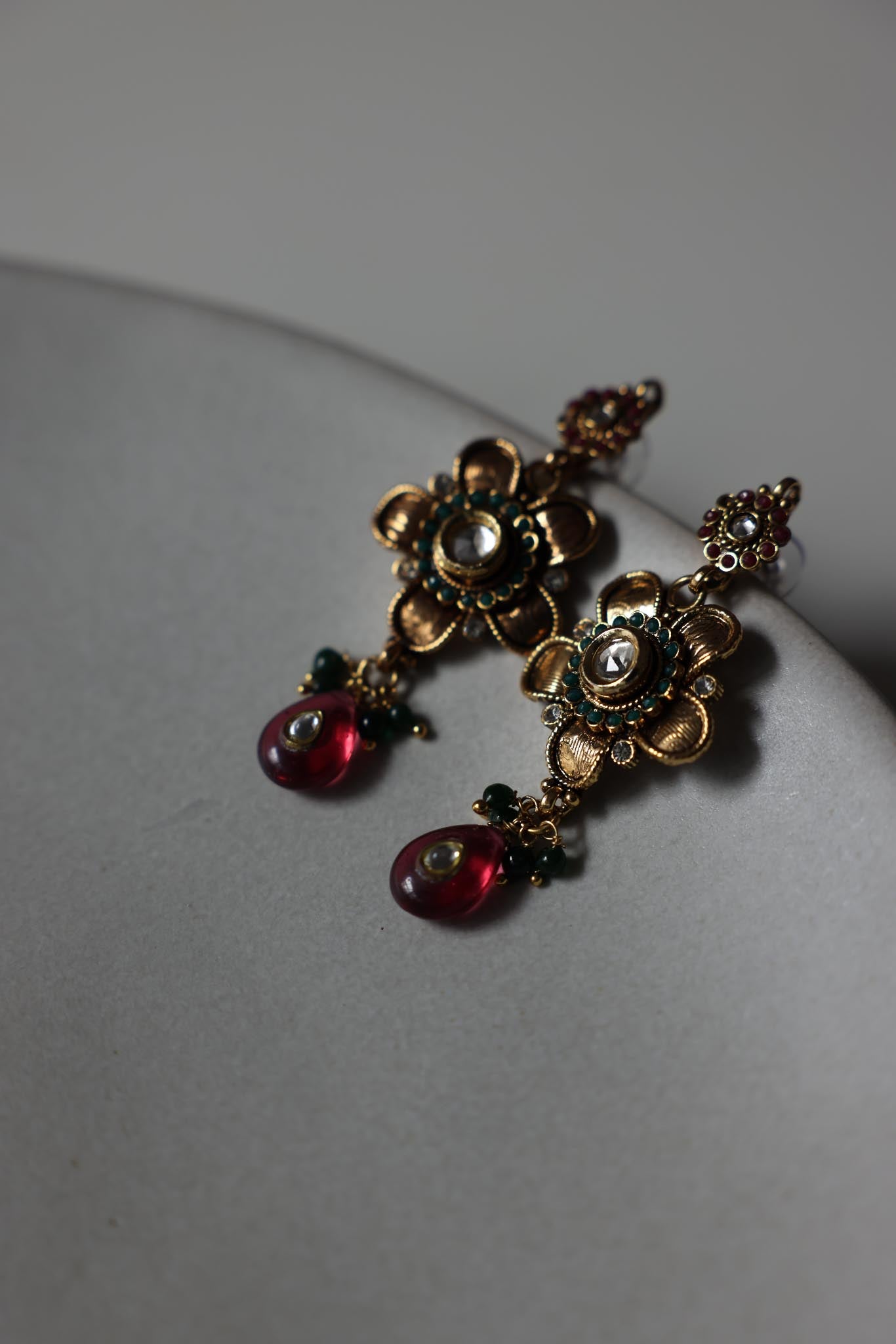 Golden Bloom Drop Earrings|Vintage Baazaar 
