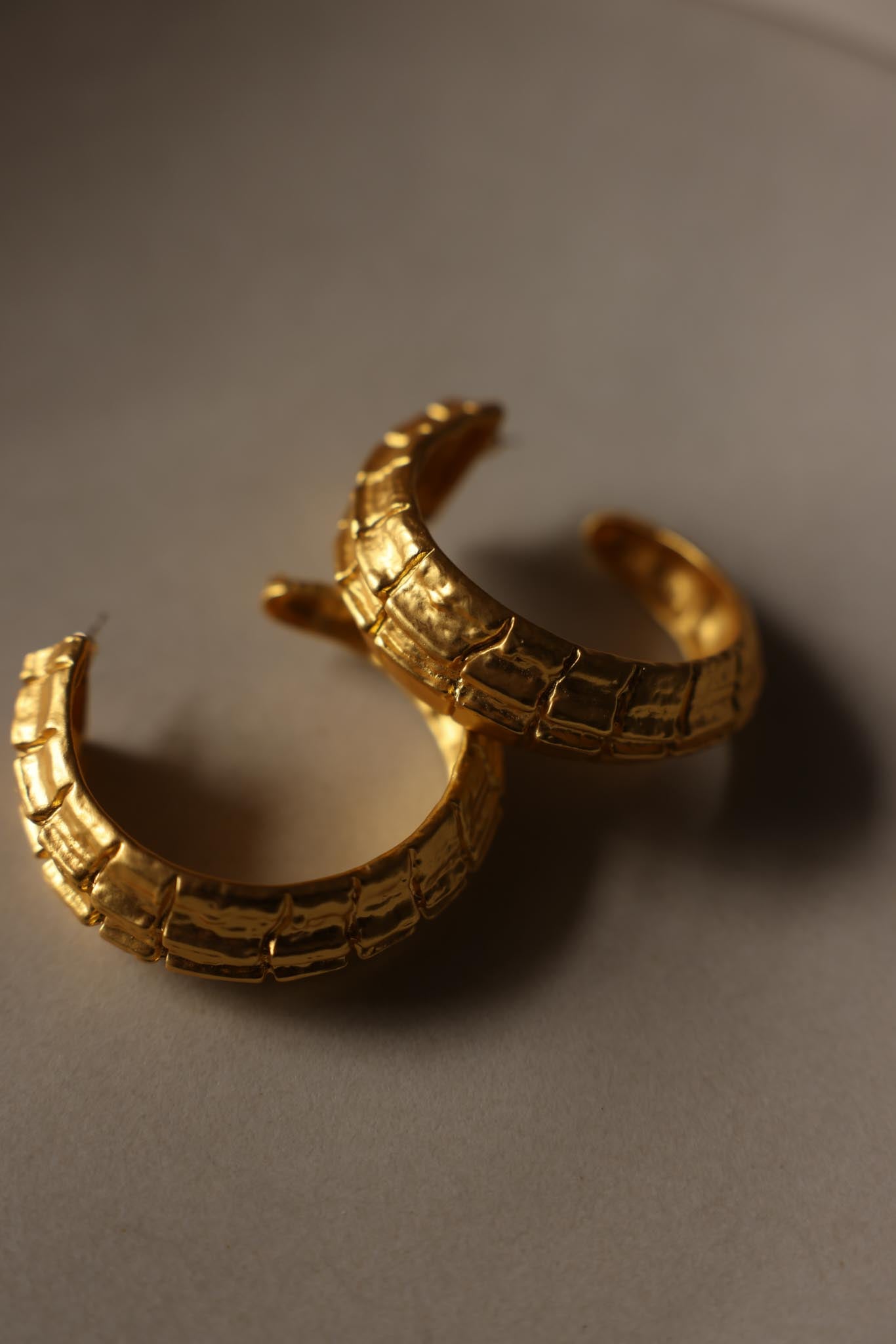 Matte Gold Chunky Hoop Pierced Earrings|Vintage Baazaar 