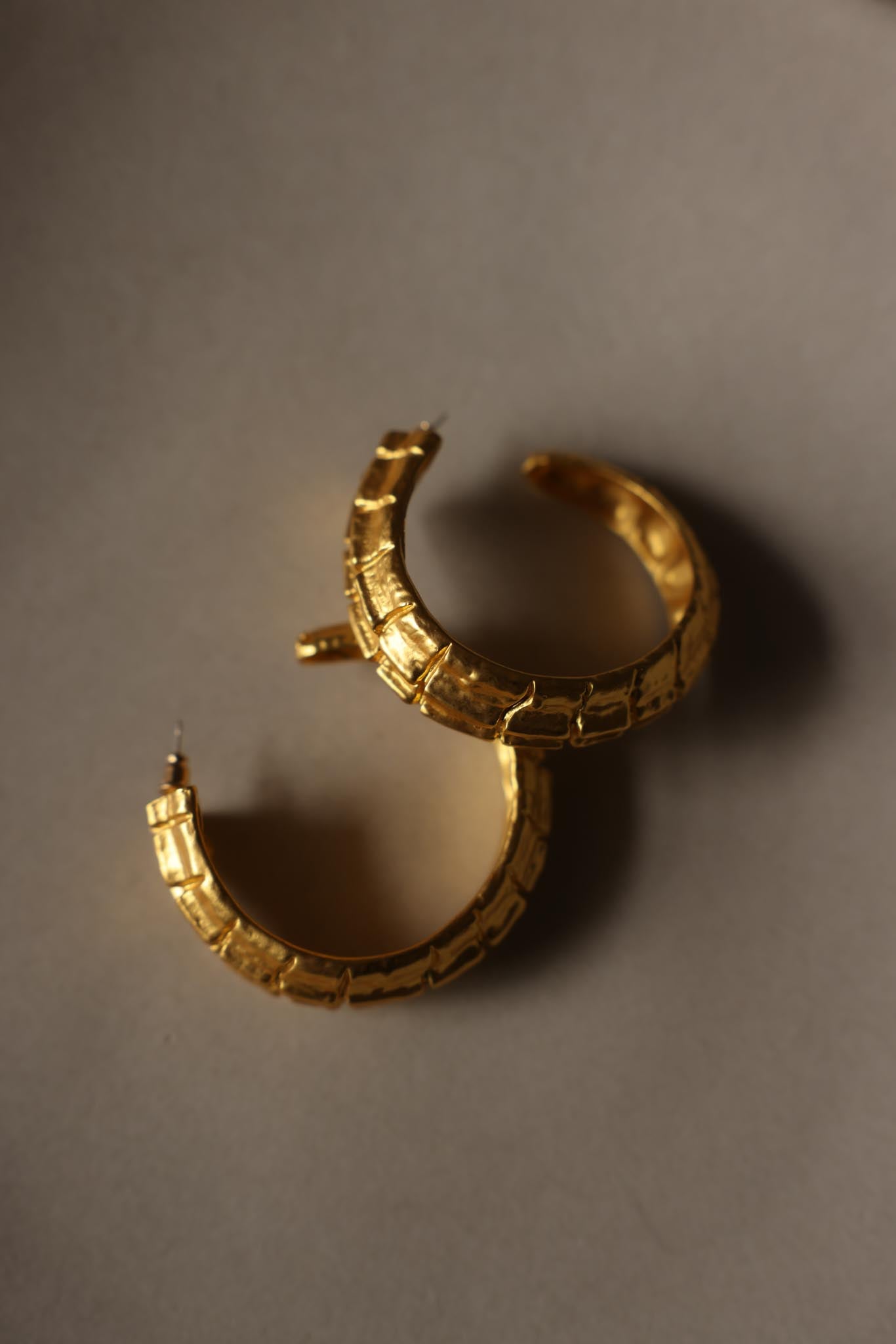 Matte Gold Chunky Hoop Pierced Earrings|Vintage Baazaar 