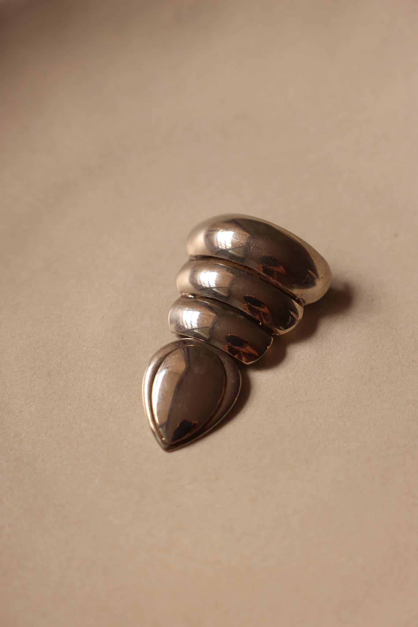 Silver-Tone Sculptural Teardrop Brooch