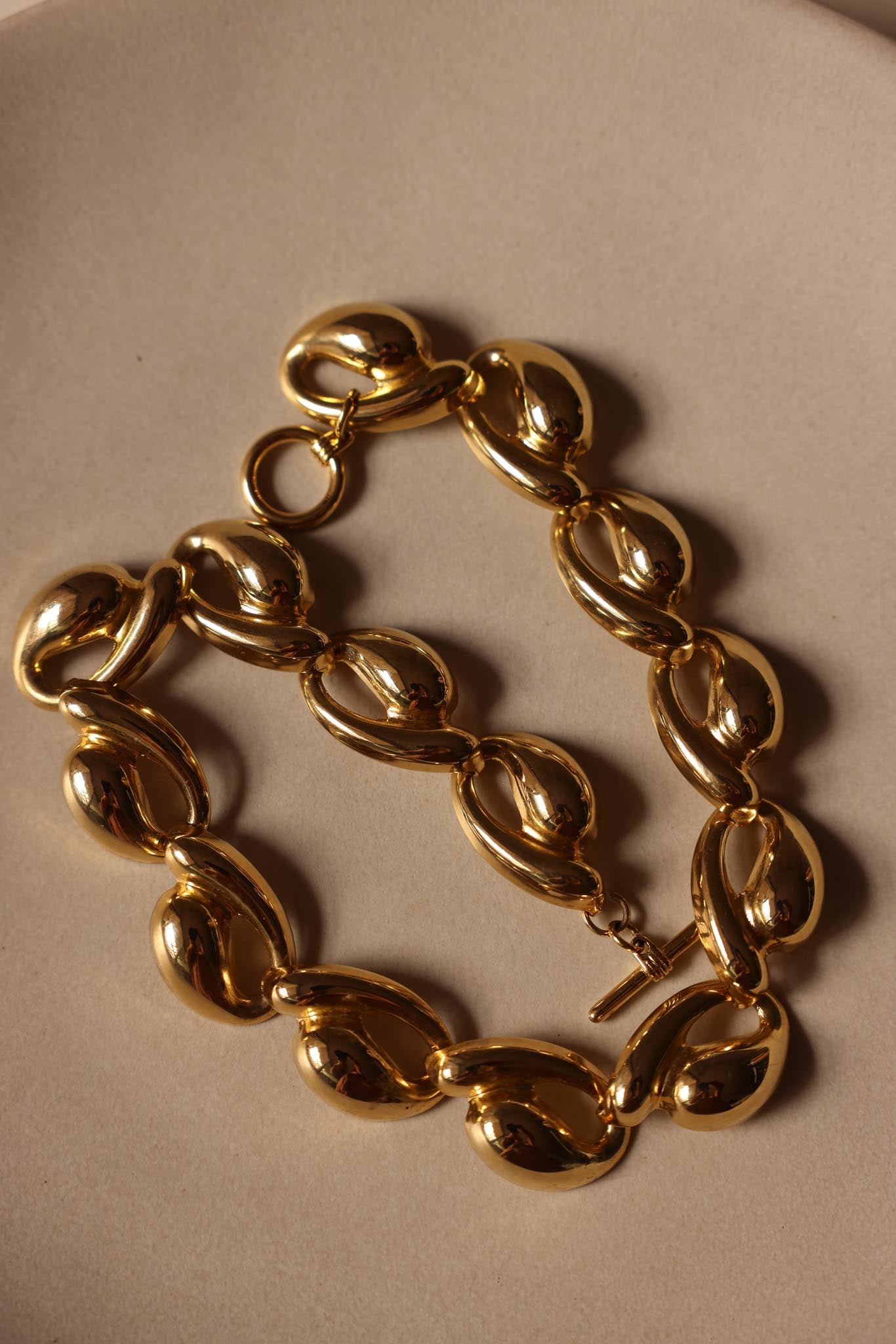 Gold-Tone Sculpted Link Necklace