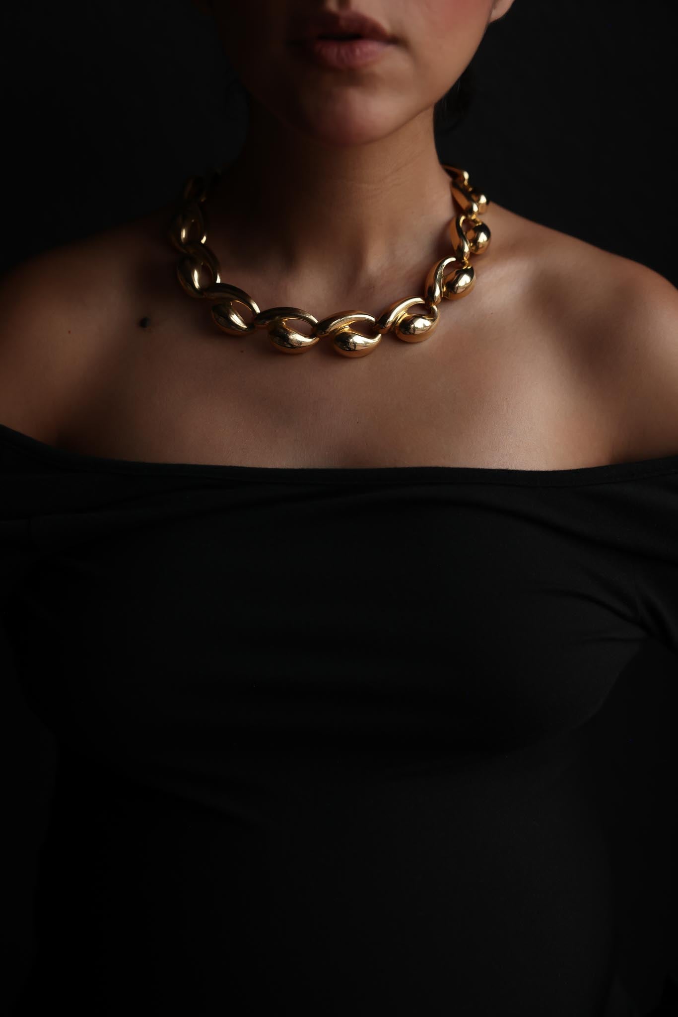 Gold-Tone Sculpted Link Necklace