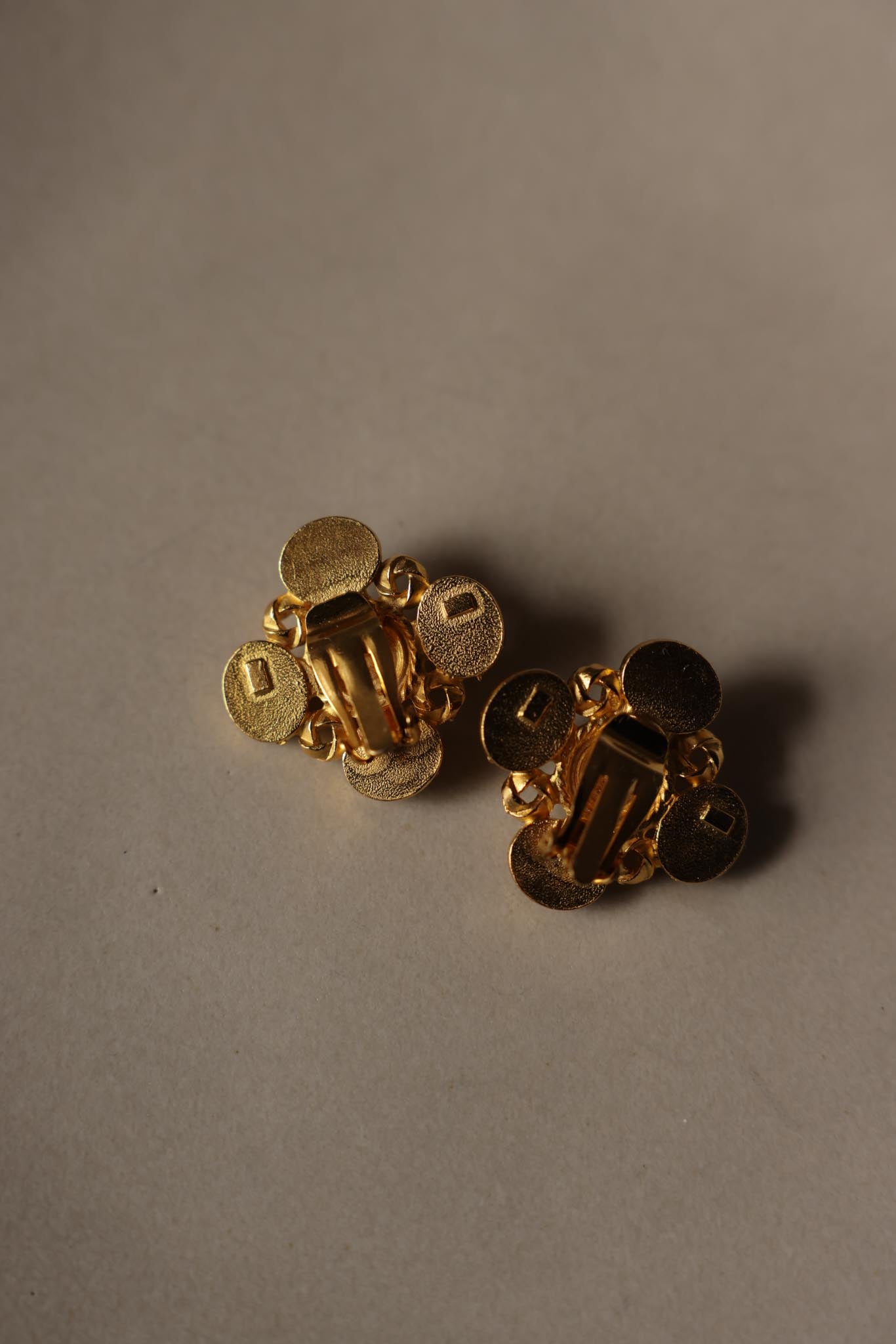 Gold-Tone Red Cabochon and Faux Pearl Clip-On Earrings