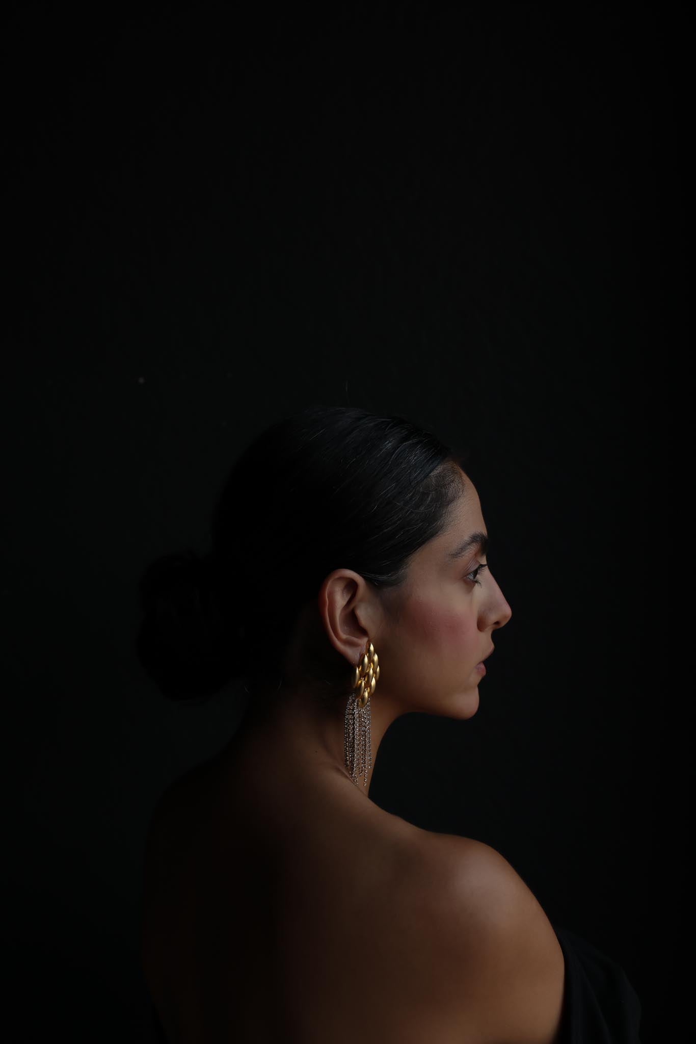 Matte Gold Rhinestone Cascade Clip-On Earrings