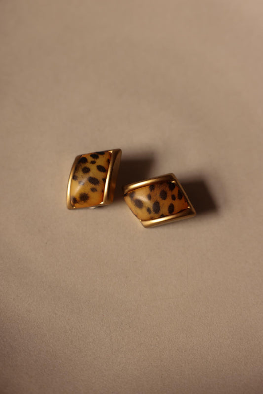 Matte Gold Leopard Clip-On Earrings