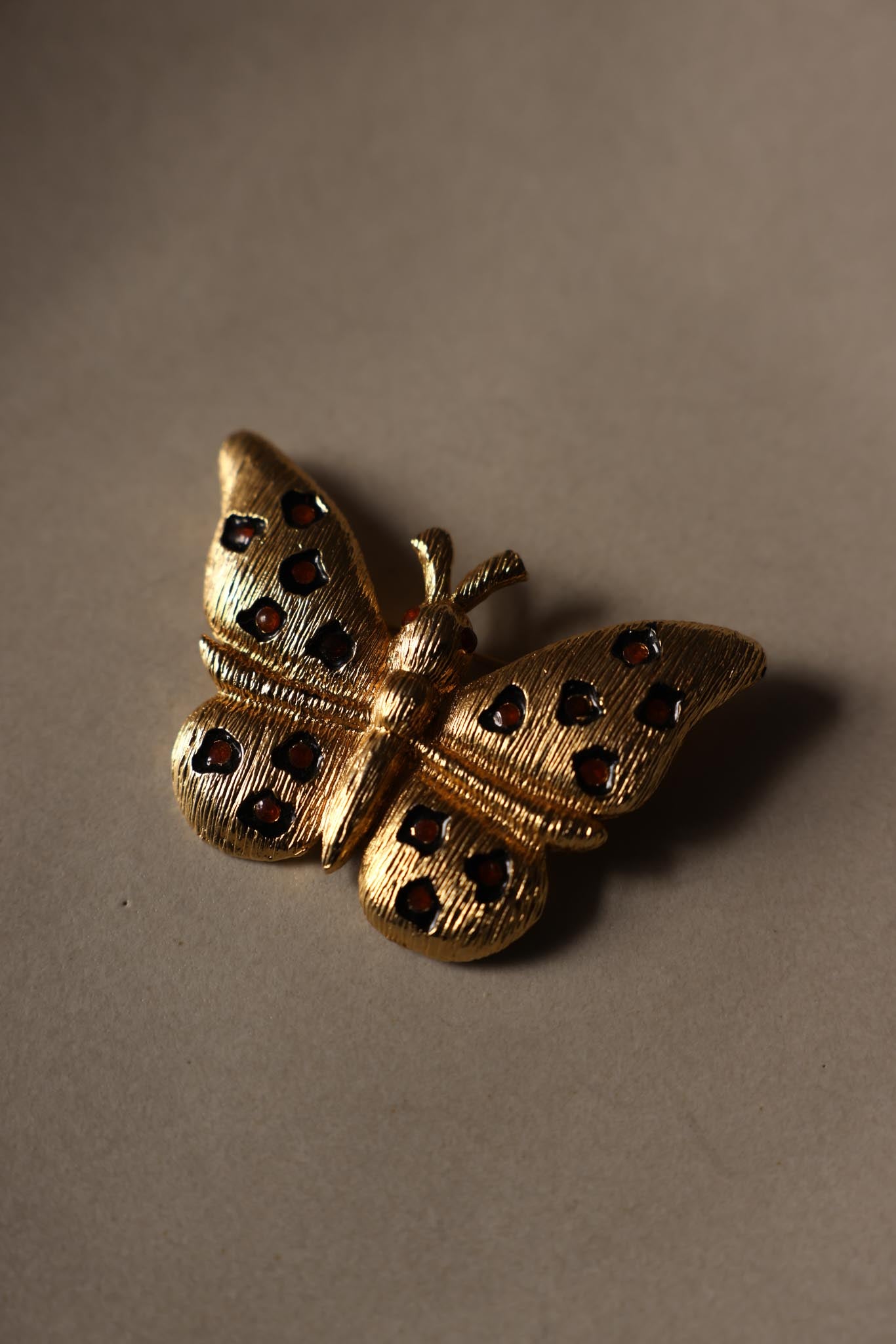 Gold-Tone Butterfly Brooch with Enamel and Rhinestone Details