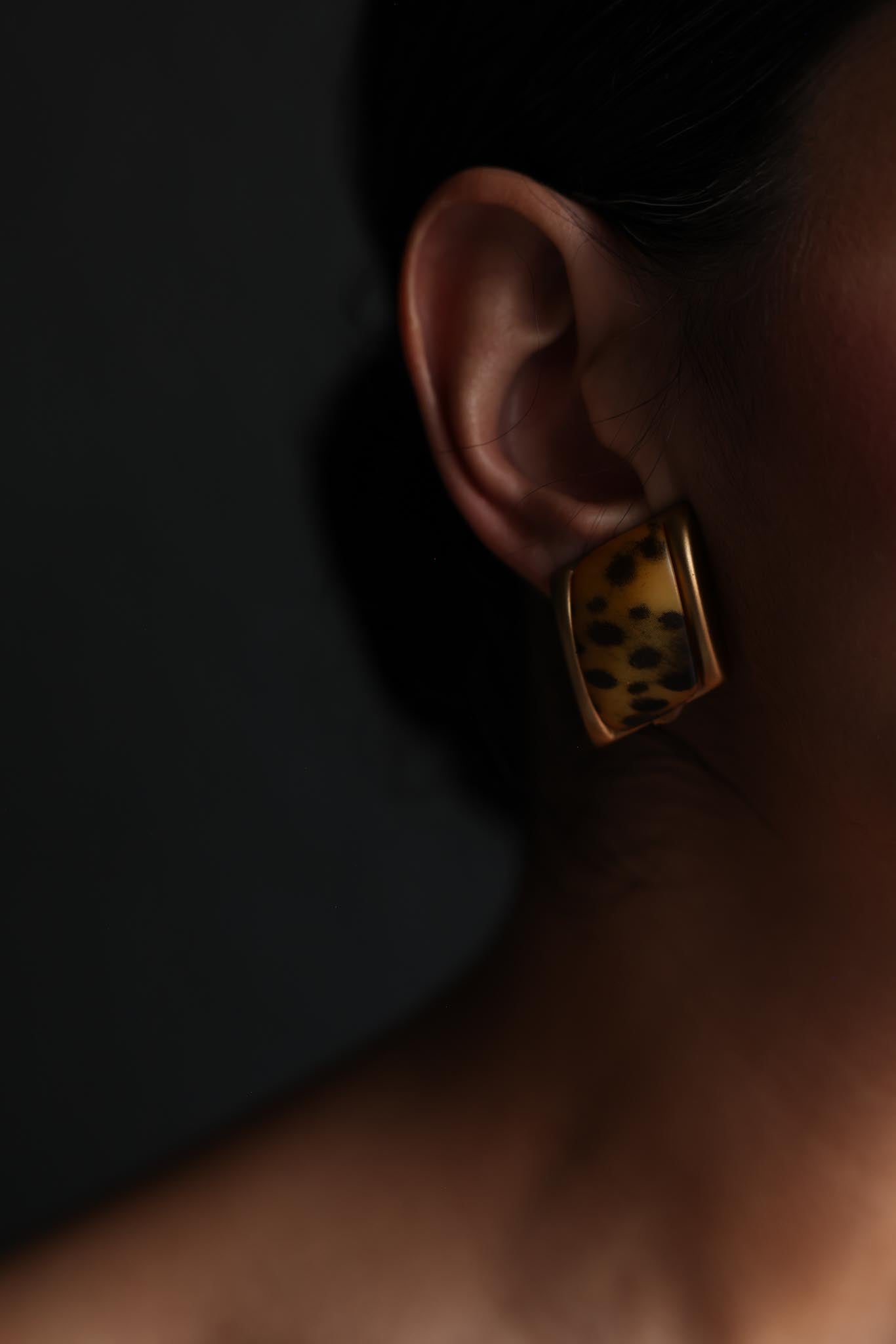 Matte Gold Leopard Clip-On Earrings