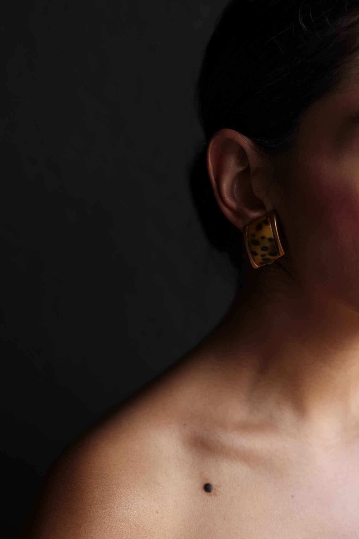 Matte Gold Leopard Clip-On Earrings