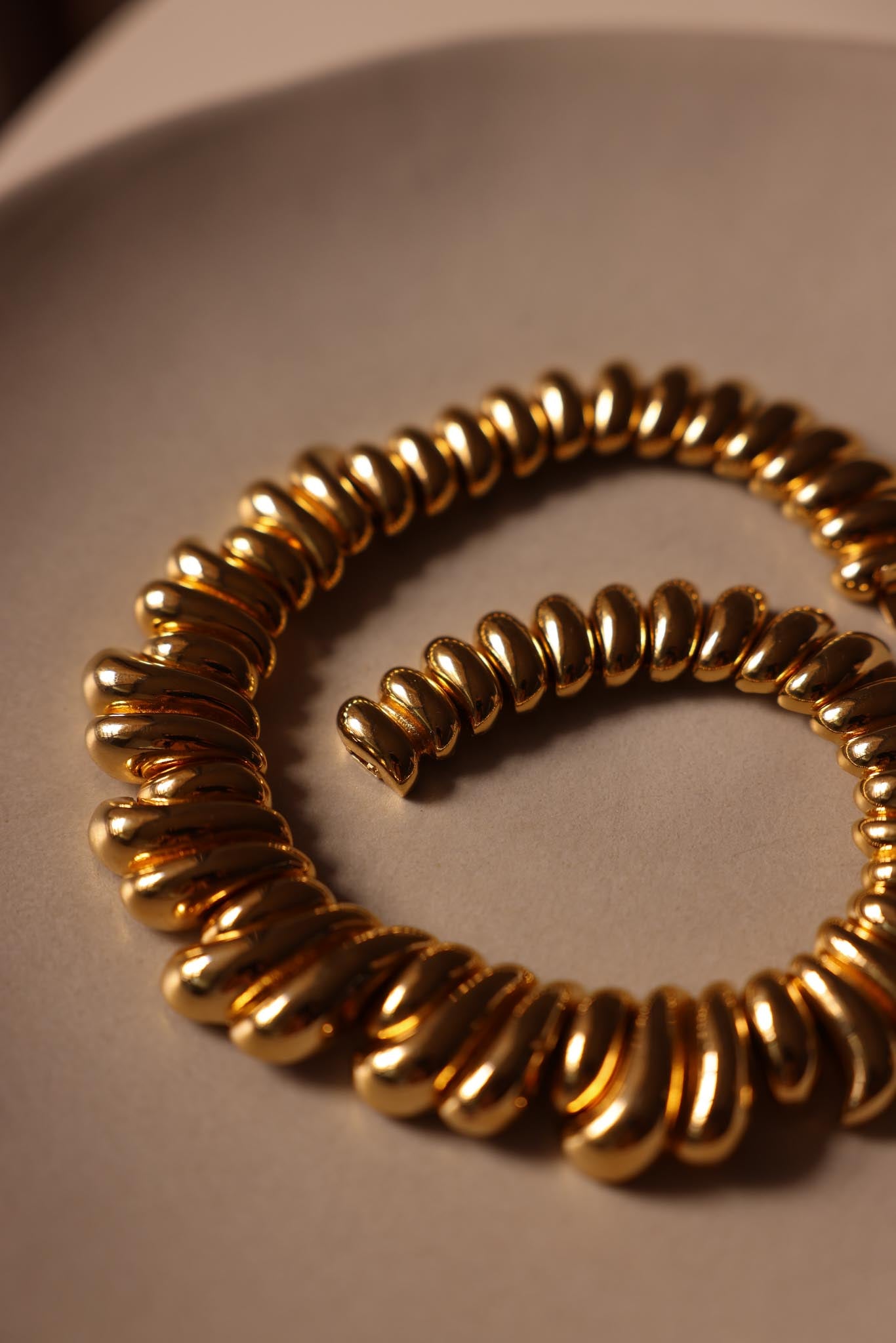 Gold-Tone Sculptural Coil Necklace (Unsigned Les Bernard, 1980s)