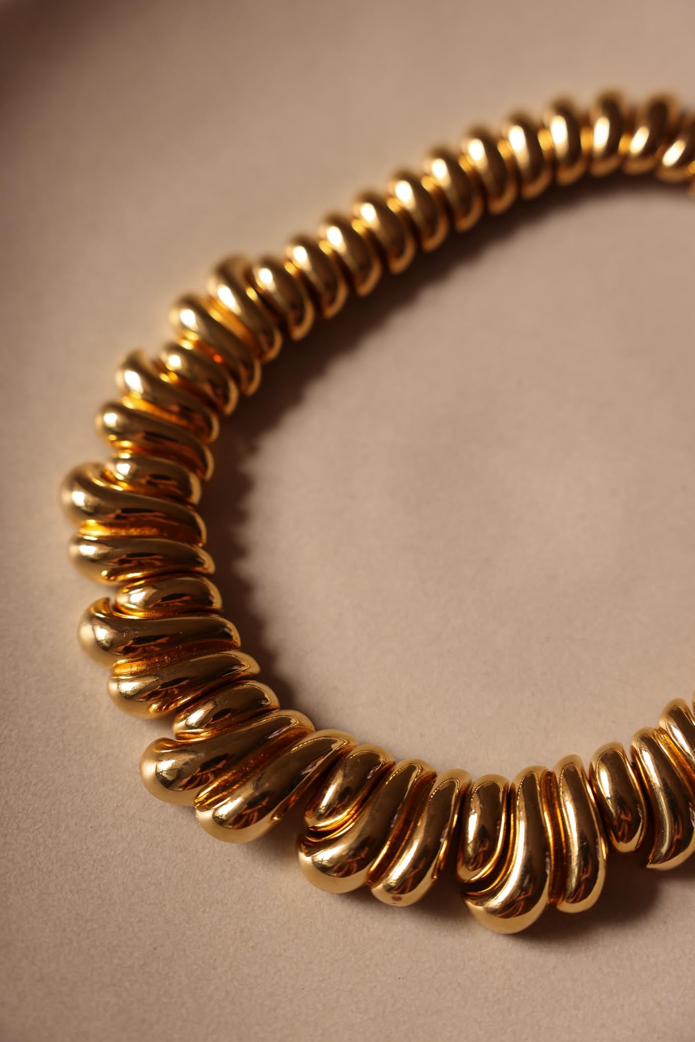 Gold-Tone Sculptural Coil Necklace (Unsigned Les Bernard, 1980s)