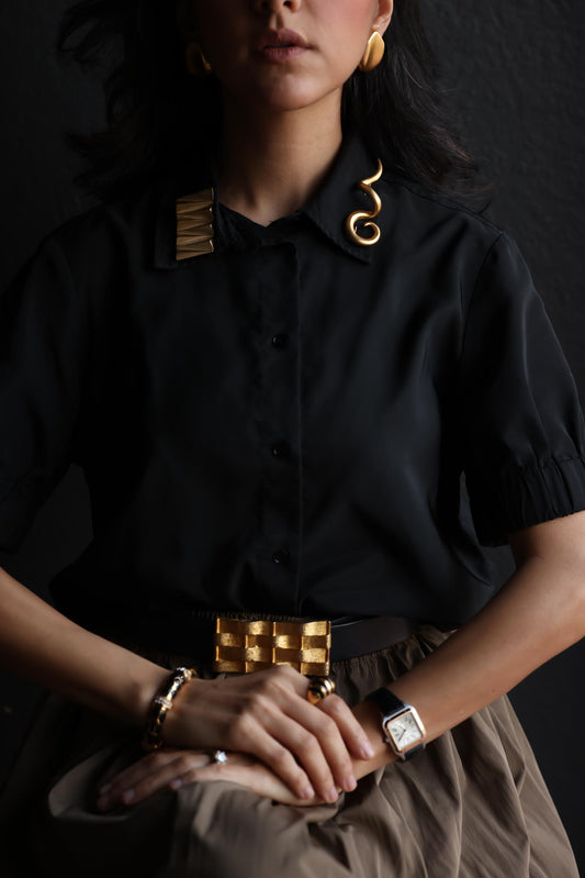 Golden Swirl Statement Brooch|Vintage Baazaar 