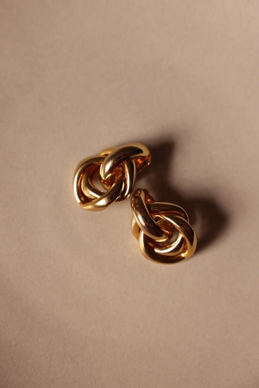 Gold-Tone Sculptural Knot Clip-On Earrings