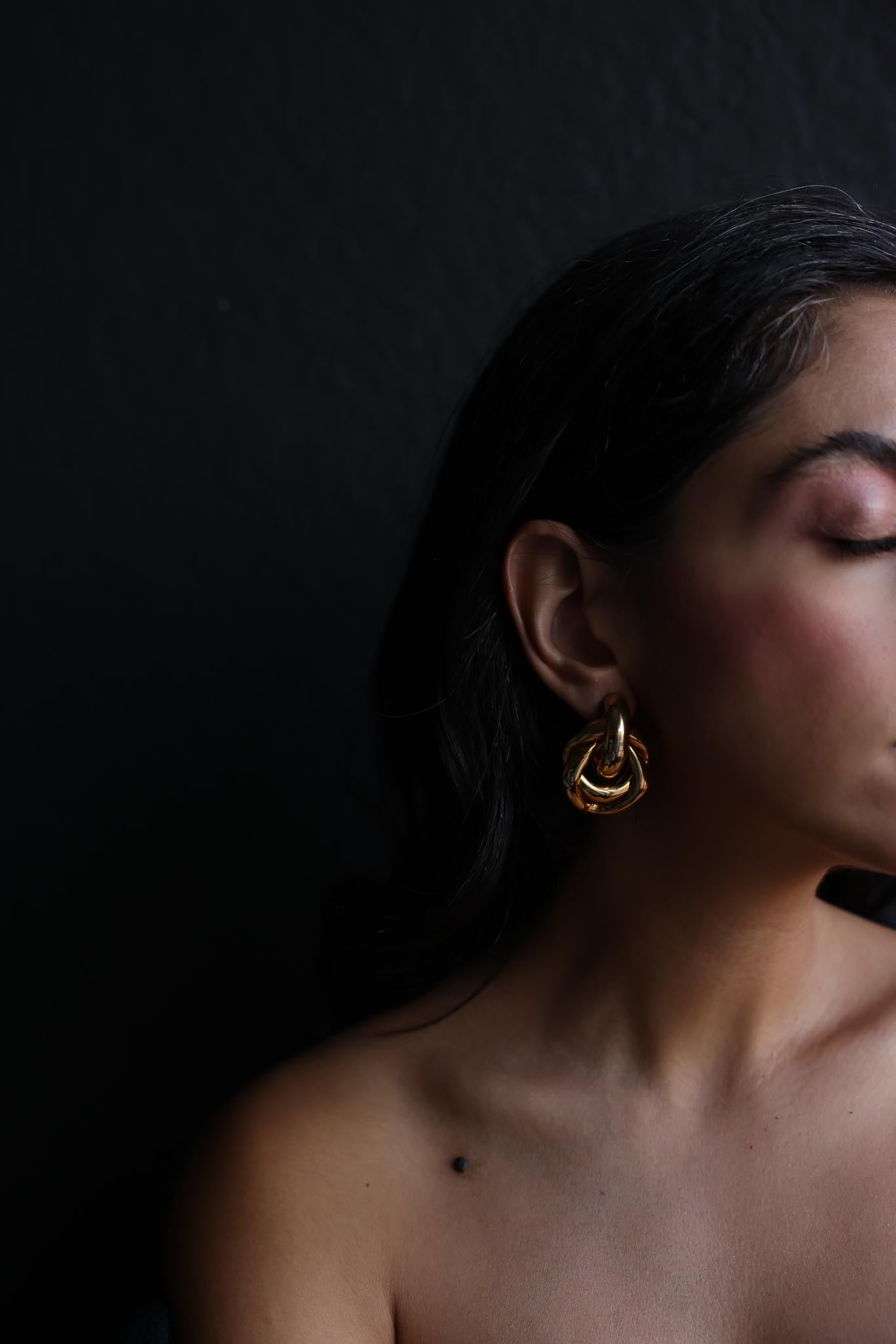 Gold-Tone Sculptural Knot Clip-On Earrings