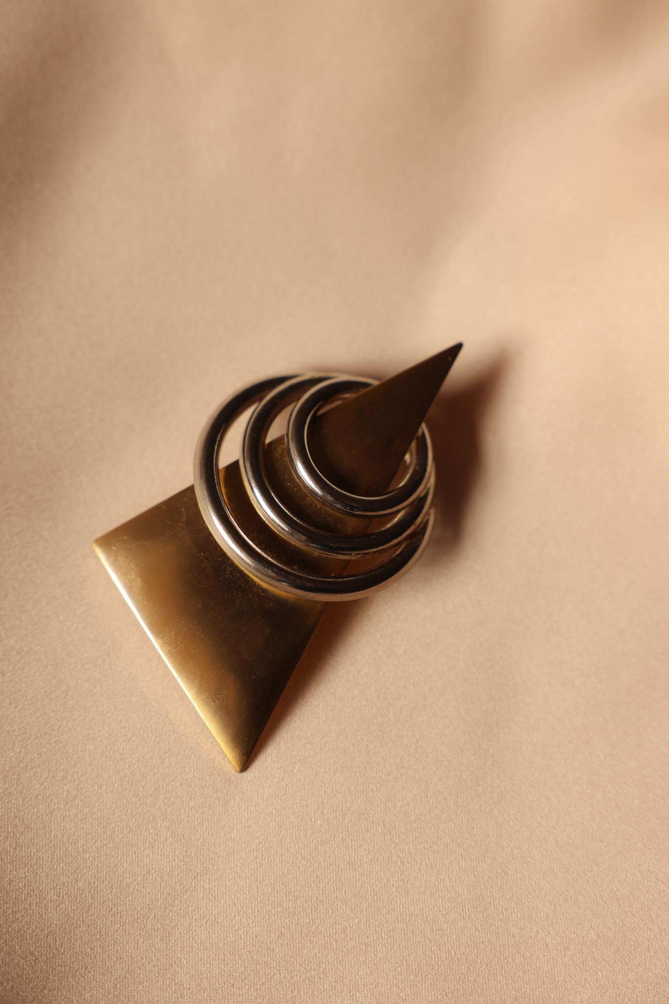Abstract Matte Gold and Silver-Tone Geometric Brooch