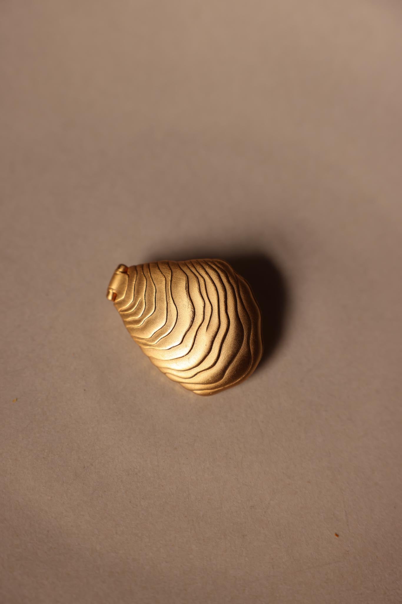 JJ Matte Gold Shell Brooch with Faux Pearl