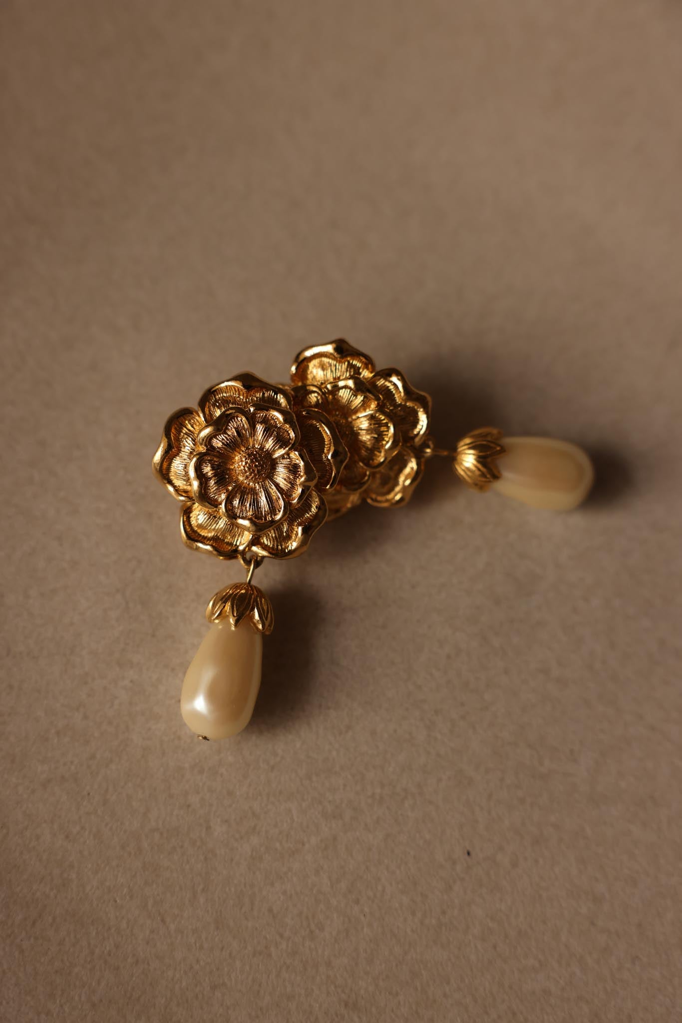 Avon Flower Clip-On Earrings with Faux Pearl Drops|Vintage Baazaar 