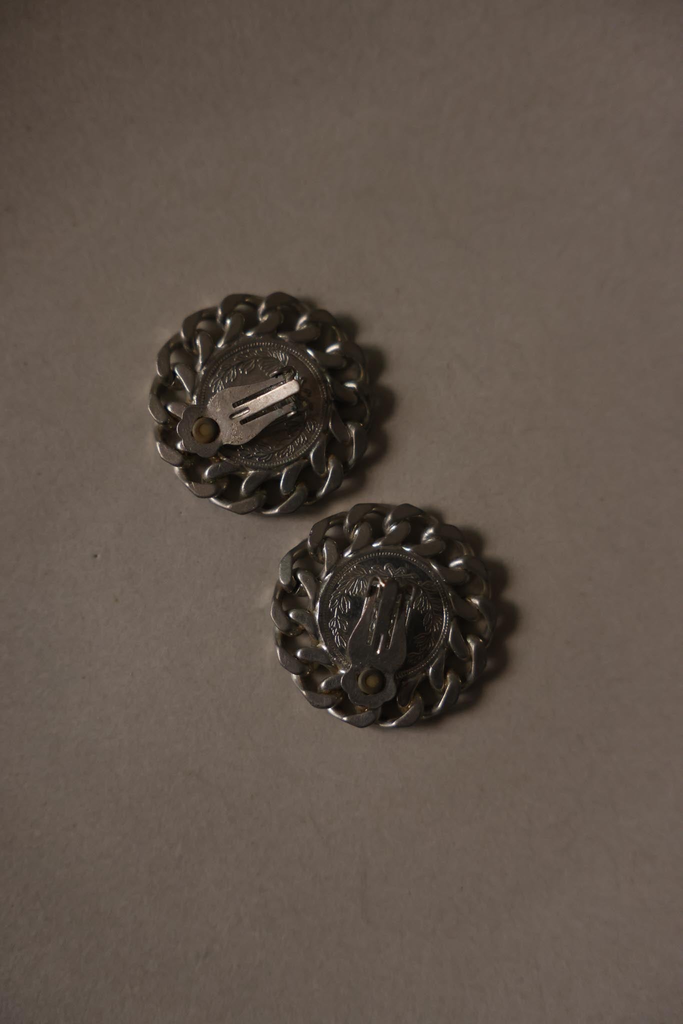 Silver-Tone Coin Medallion Clip-On Earrings