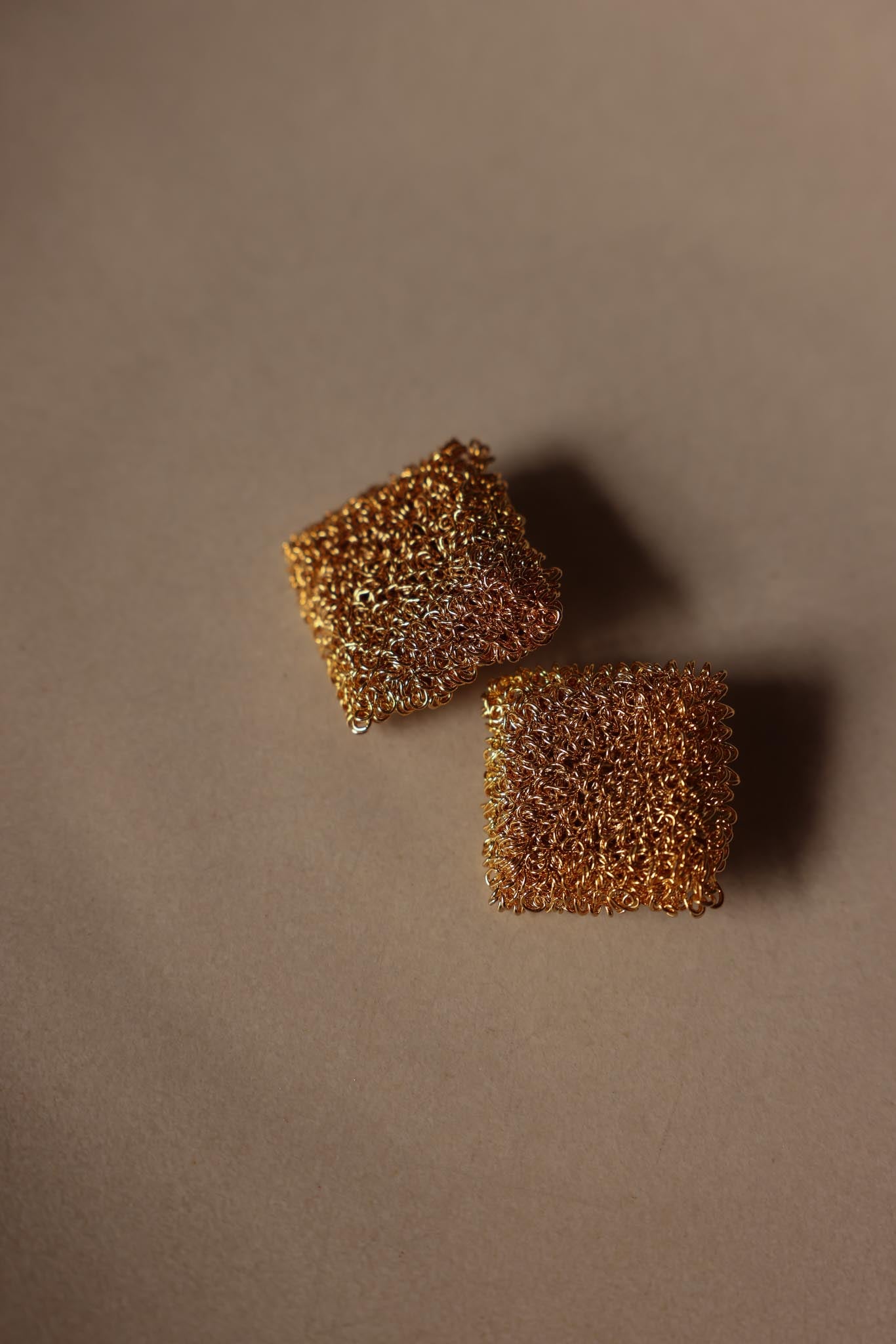 Gold-Tone Textured Square Clip-On Earrings