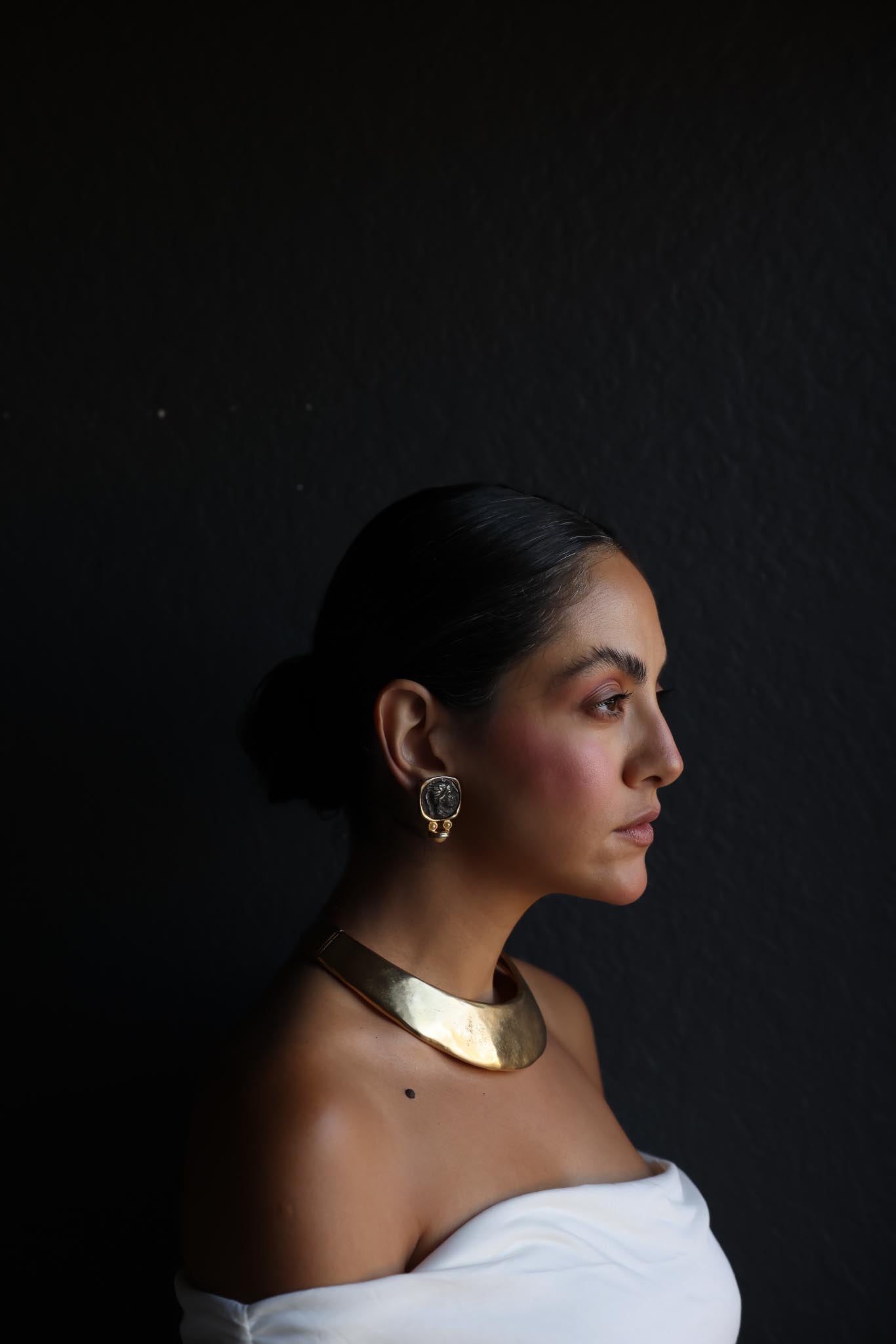 Coin Clip-On Earrings with Gold Plating and Faux Pearls|Vintage Baazaar 