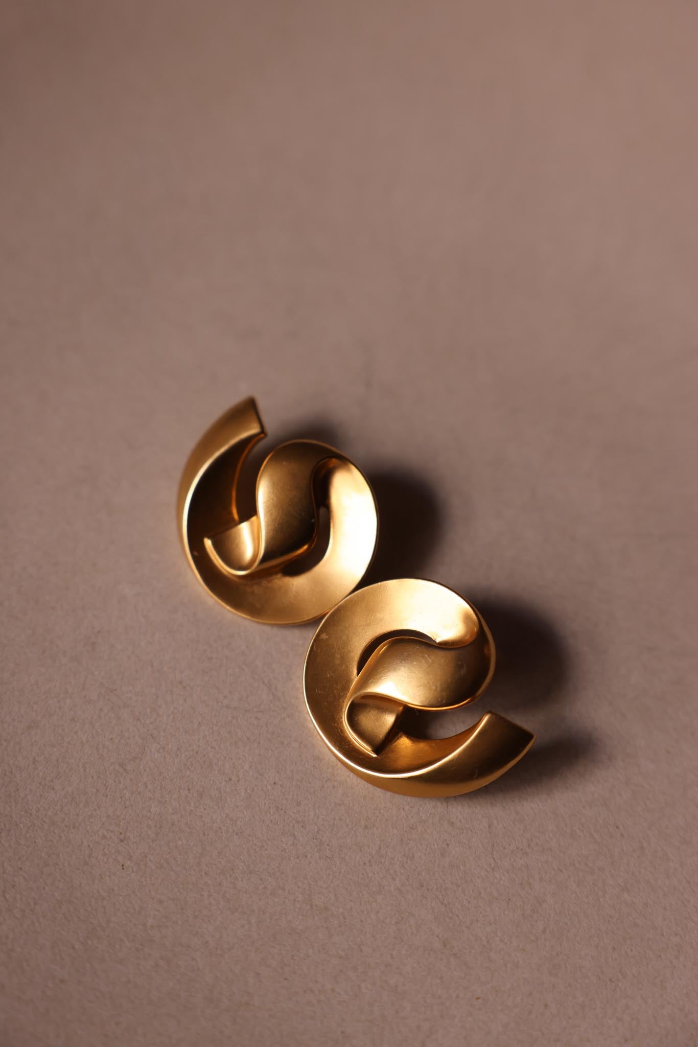 Matte Gold Sculptural Swirl Earrings
