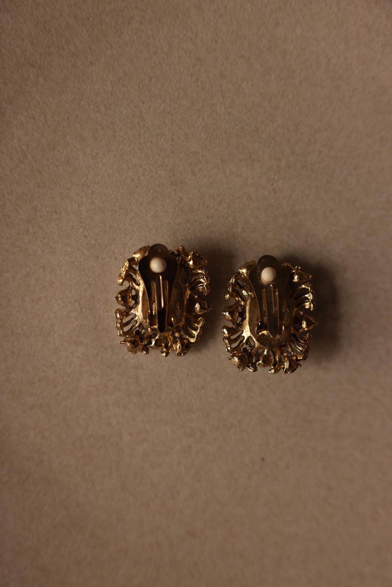 Gold-Tone Faux Pearl and Rhinestone Clip-On Earrings|Vintage Baazaar 