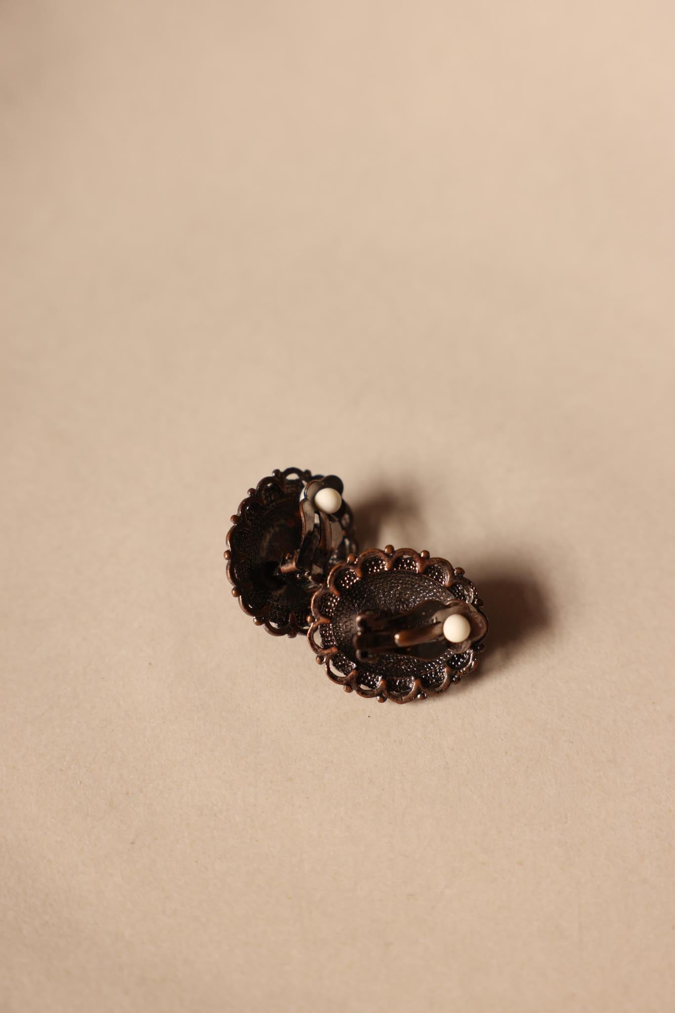 Amber Cabochon Clip-On Earrings (1980s)