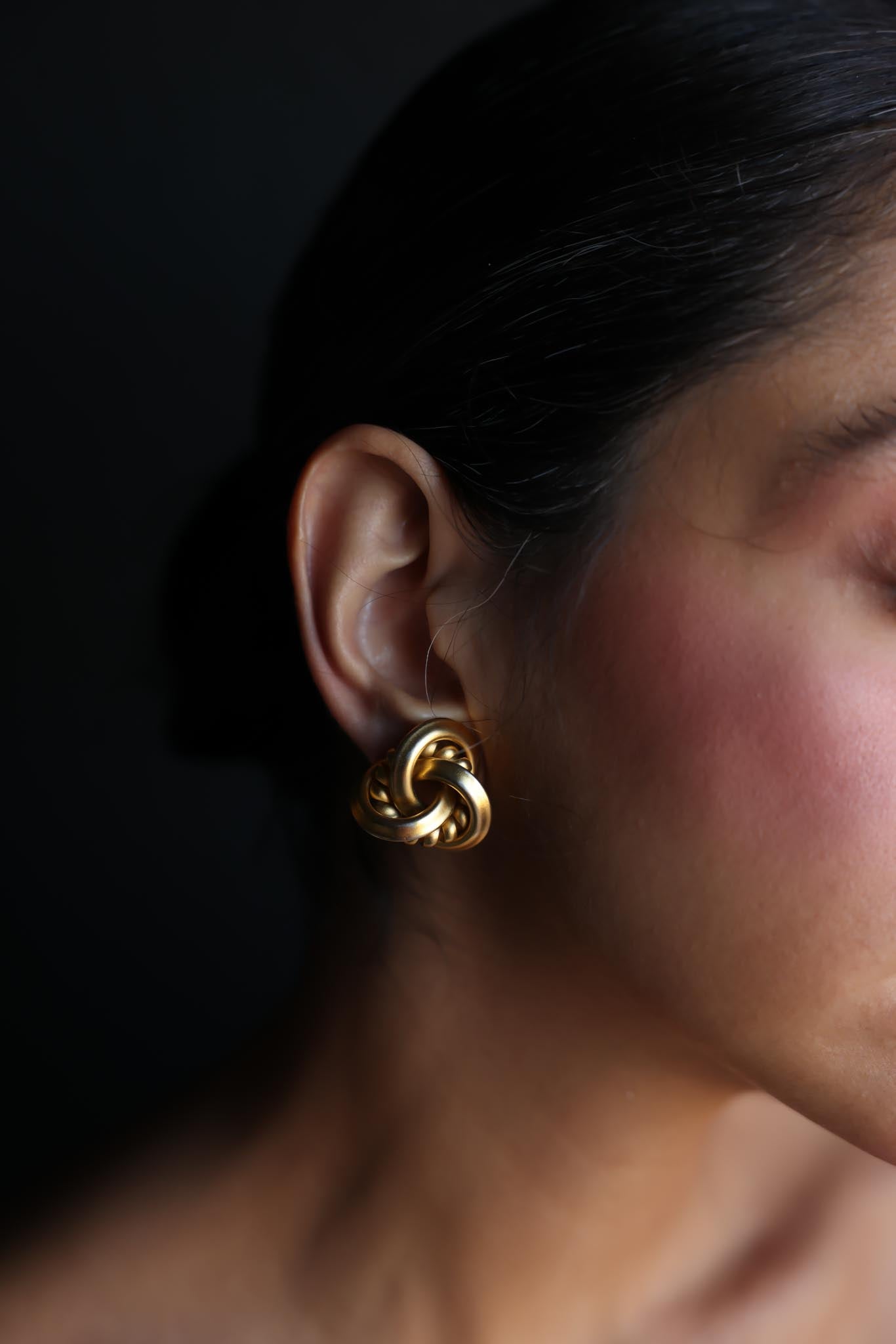 Matte Gold Knot Clip-On Earrings|Vintage Baazaar 