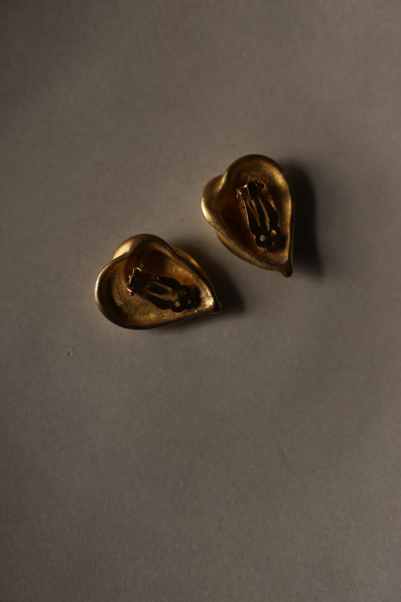 Matte Gold-Tone Sculptural Clip-On Earrings|Vintage Baazaar 
