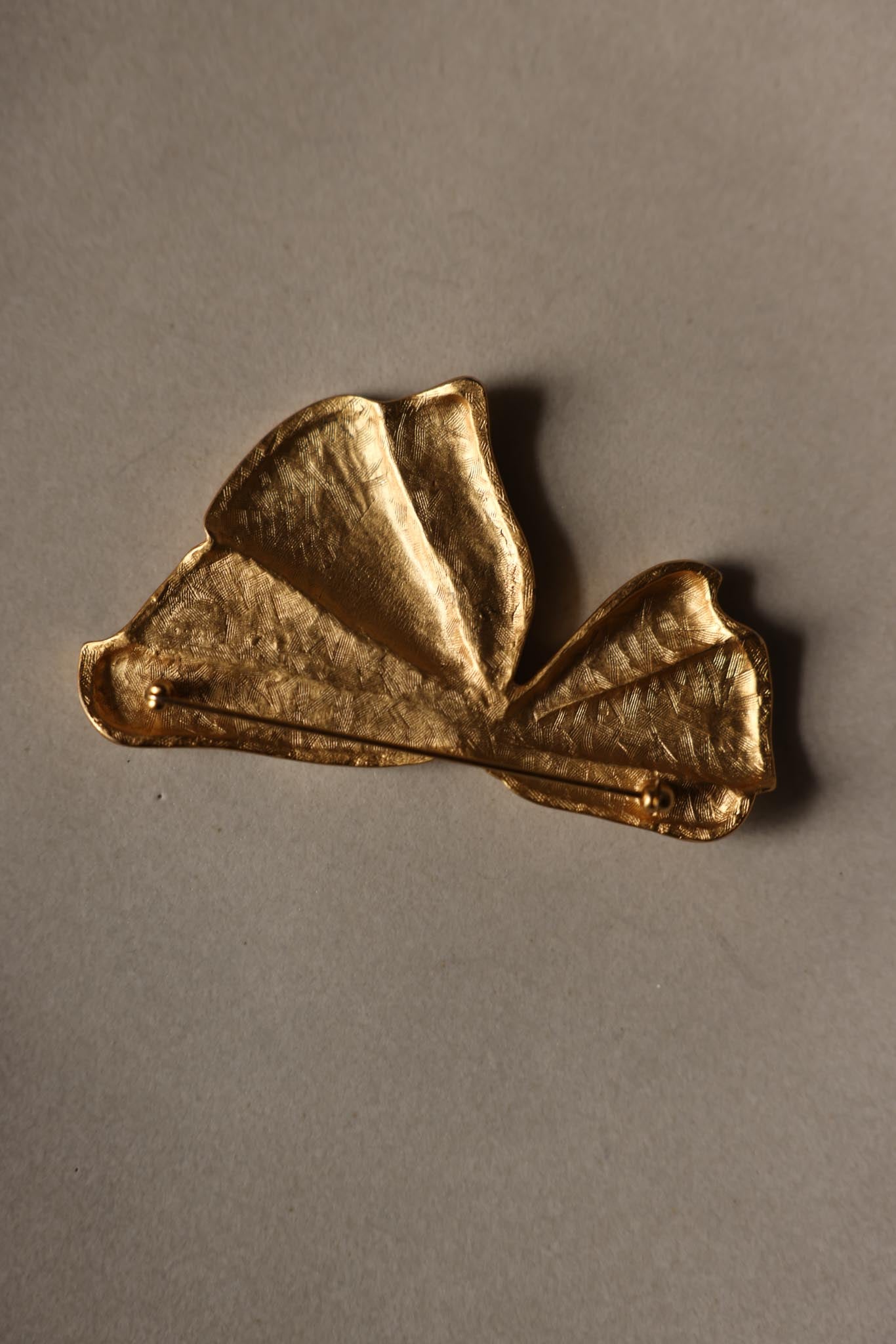 Matte Gold-Tone Sculptural Bow Brooch