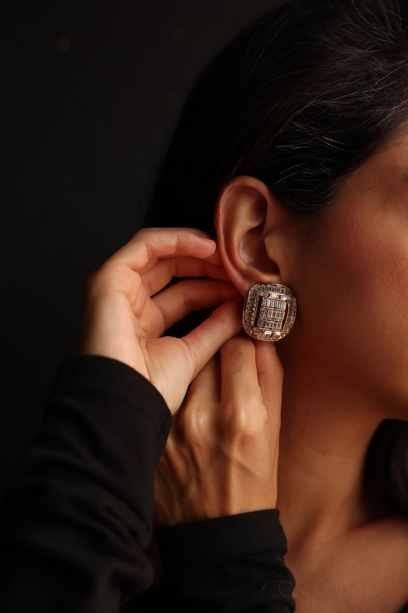 Maresco Gold-Tone Clip-On Earrings with Clear Crystals - 1980s|Vintage Baazaar 