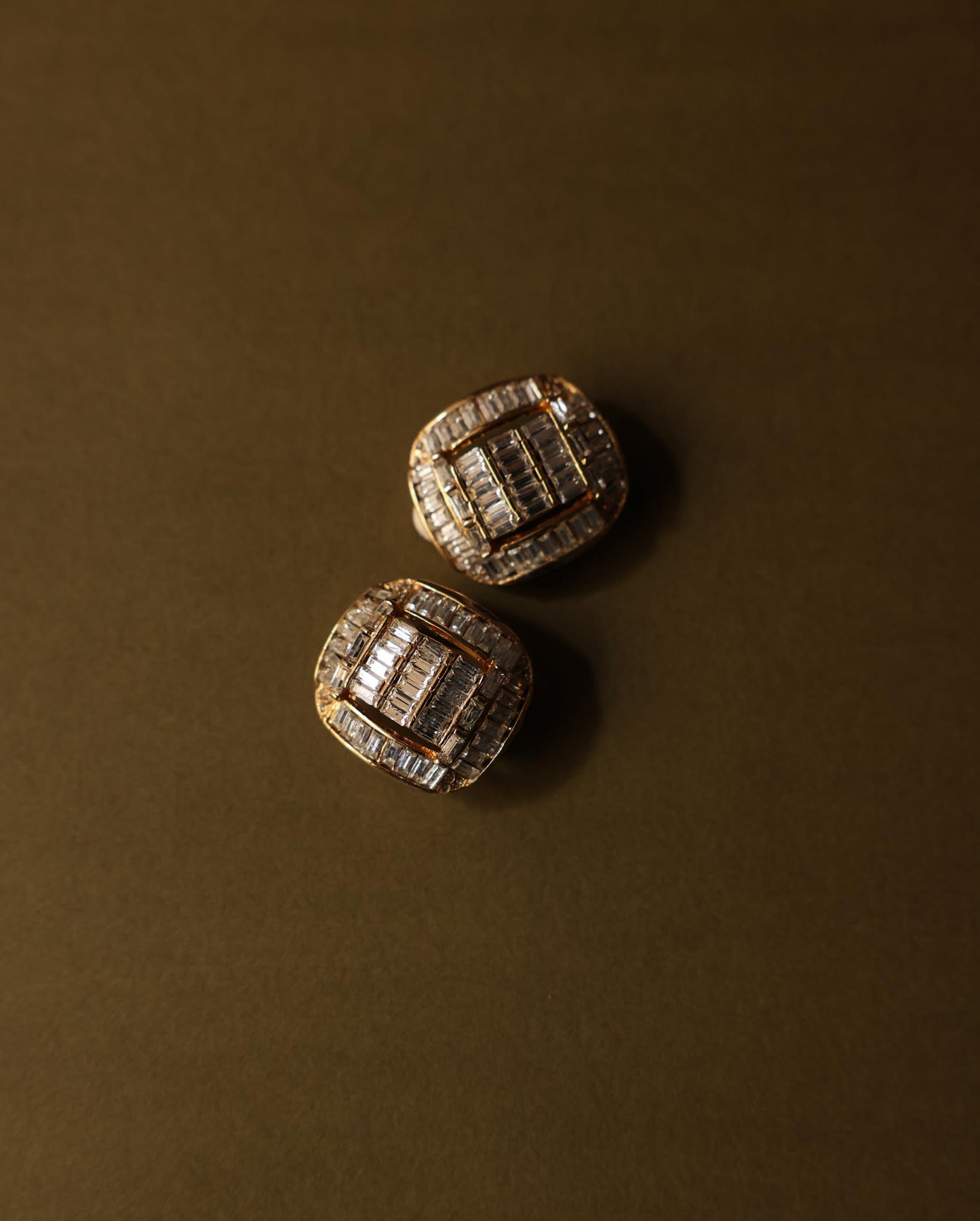 Maresco Gold-Tone Clip-On Earrings with Clear Crystals - 1980s|Vintage Baazaar 