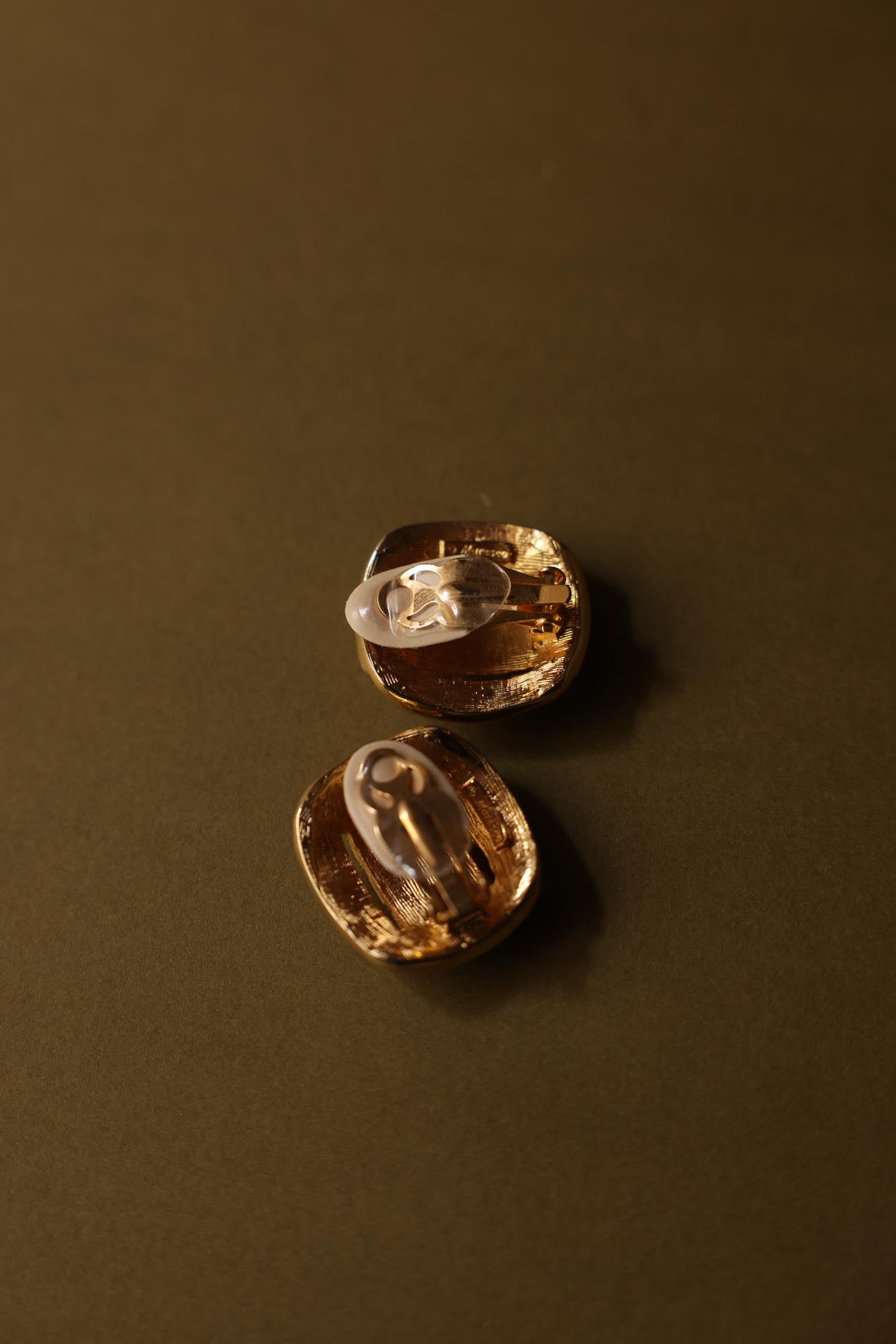Maresco Gold-Tone Clip-On Earrings with Clear Crystals - 1980s|Vintage Baazaar 