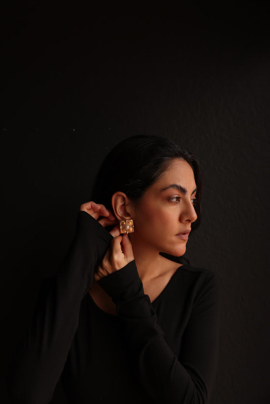 Carlisle Gold-Tone Clip-On Earrings with Faux Pearl Center|Vintage Baazaar 
