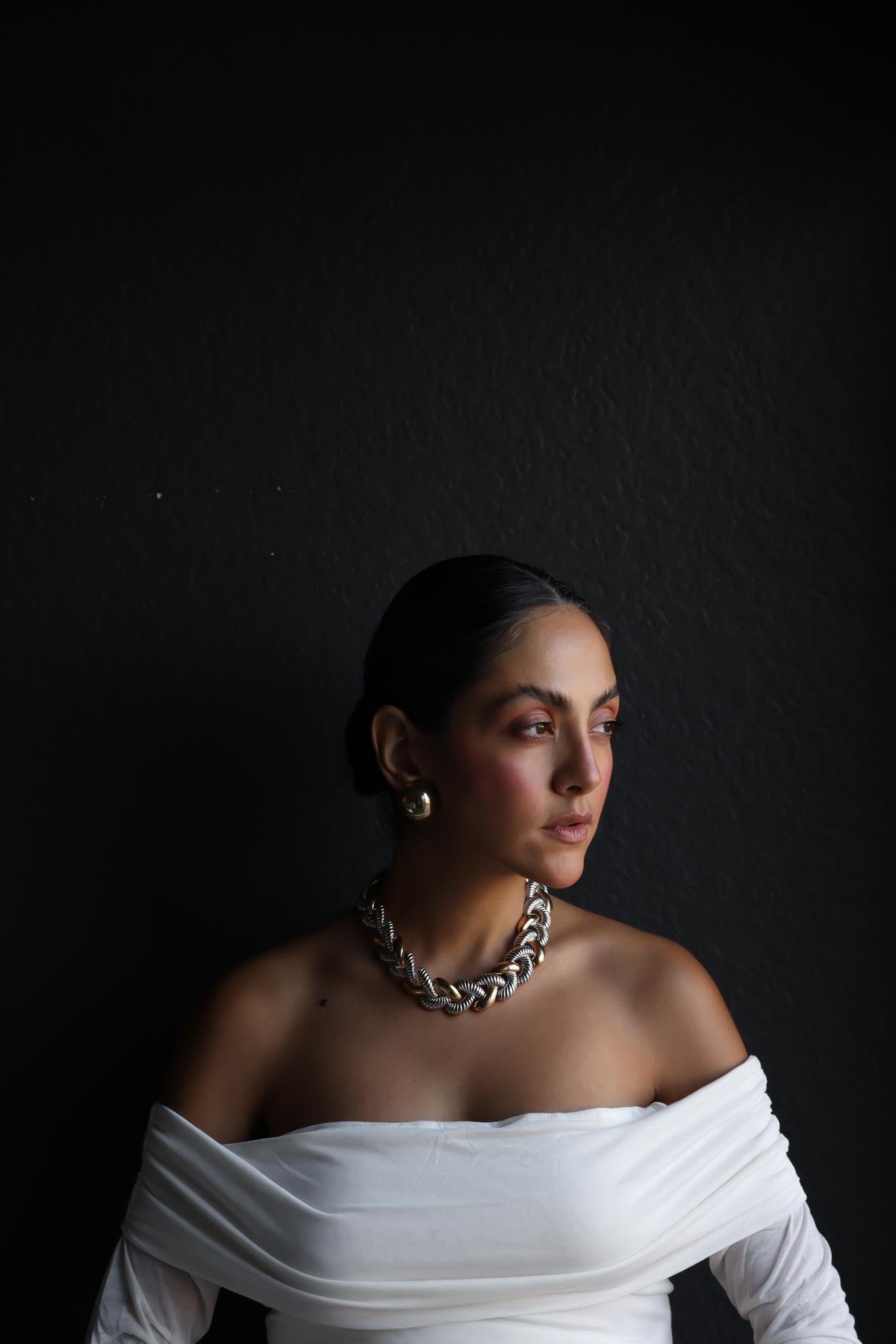 Chunky Two-Tone Link Necklace|Vintage Baazaar 