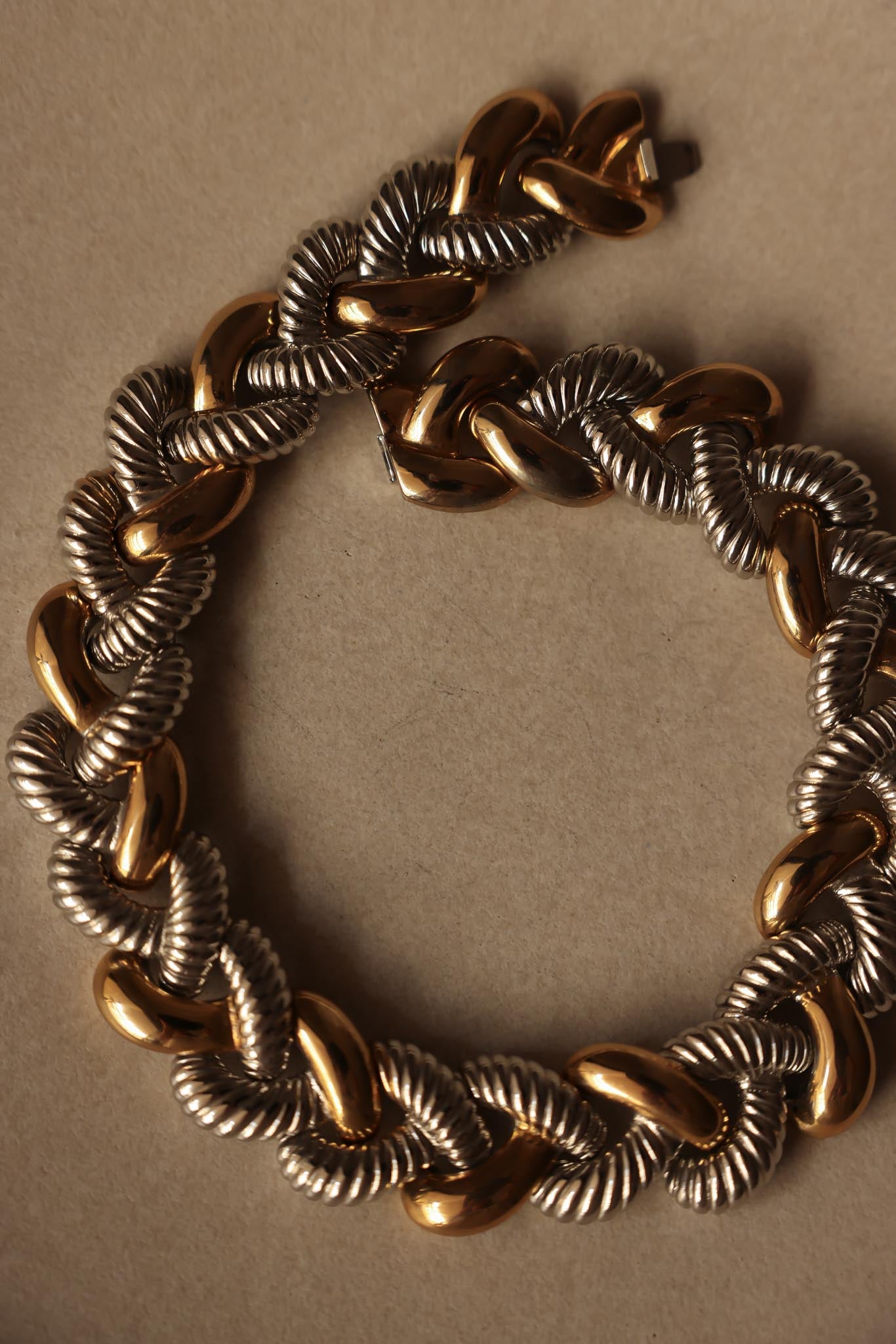 Chunky Two-Tone Link Necklace|Vintage Baazaar 