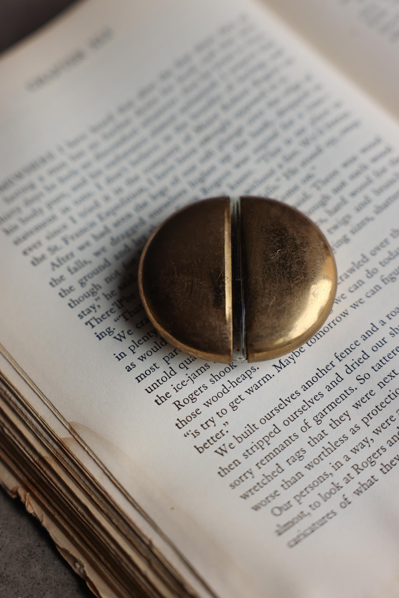 Half-Moon Glass Perfume Bottle with Brass Cover