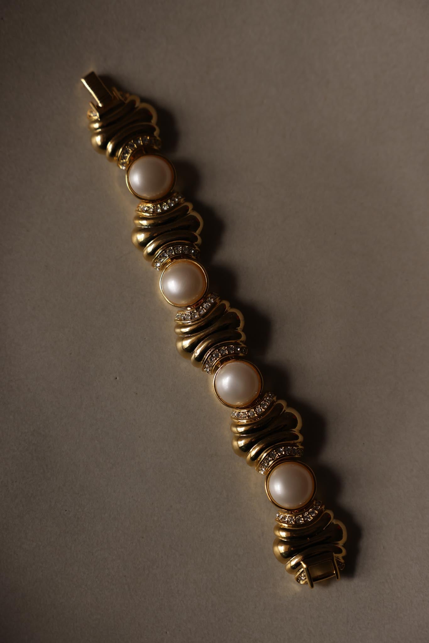 Gold-Tone Faux Pearl Statement Bracelet