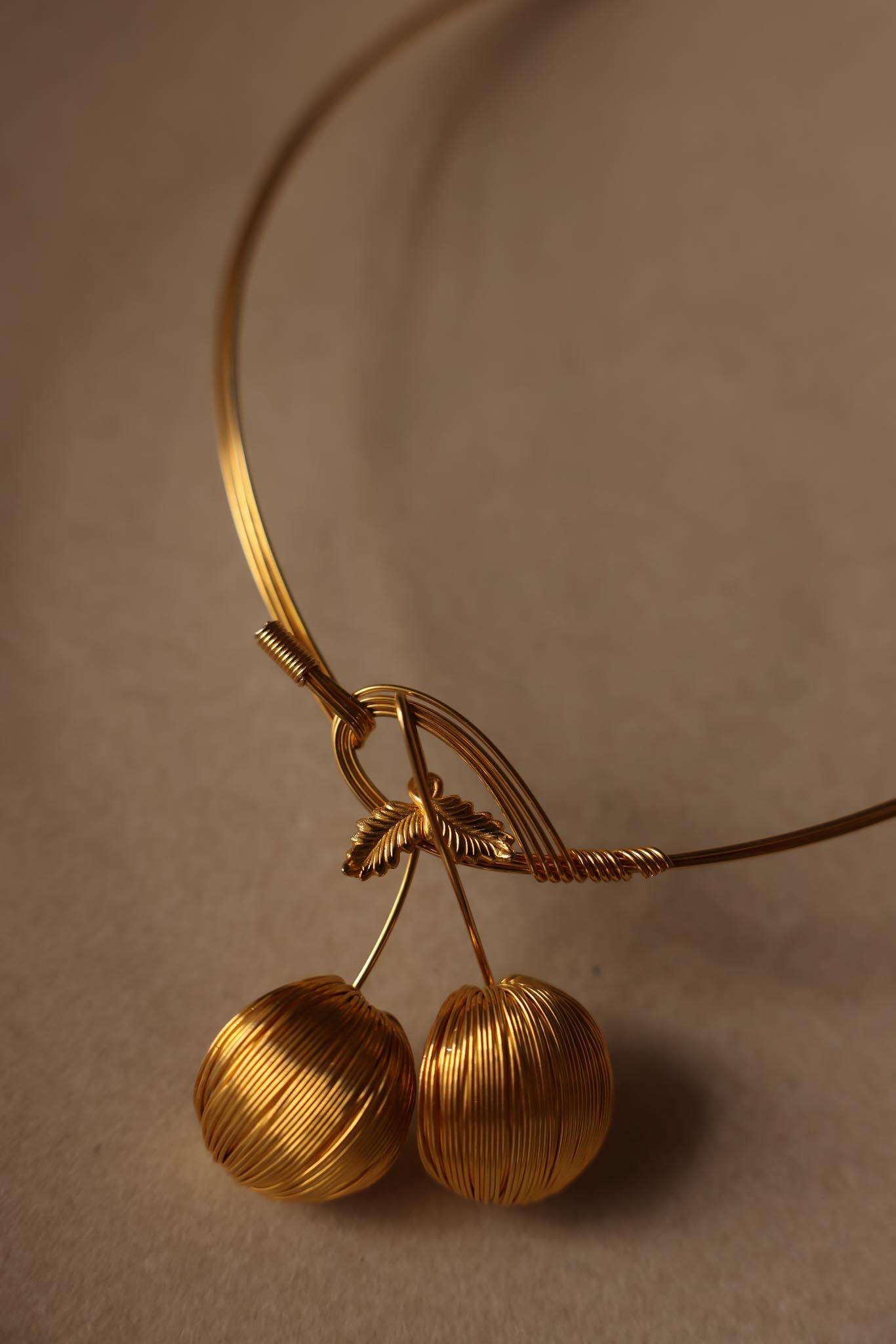 Gold-Tone Cherry Collar Necklace|Vintage Baazaar 