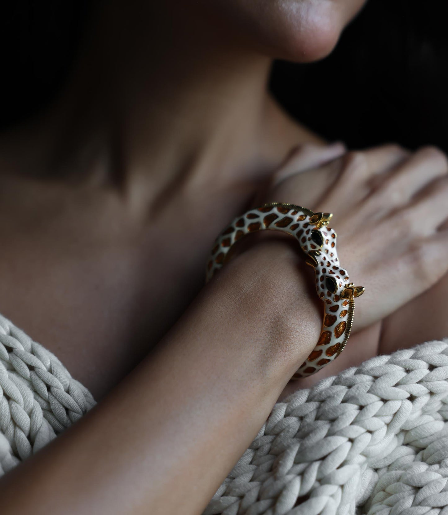 KJL Gold Plated Signed Giraffe Bangle Bracelet|Vintage Baazaar 