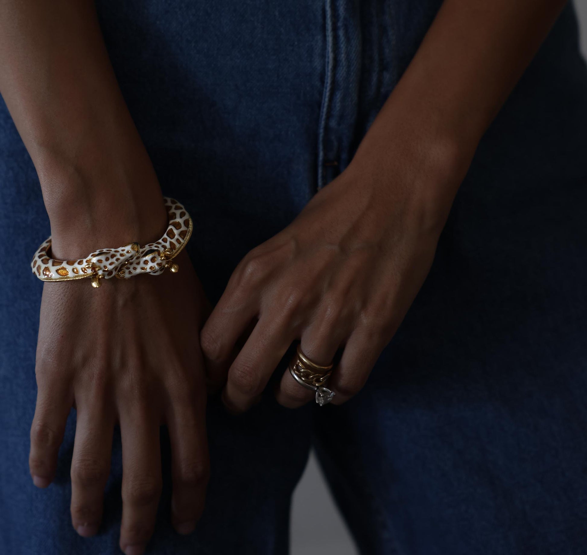 KJL Gold Plated Signed Giraffe Bangle Bracelet|Vintage Baazaar 