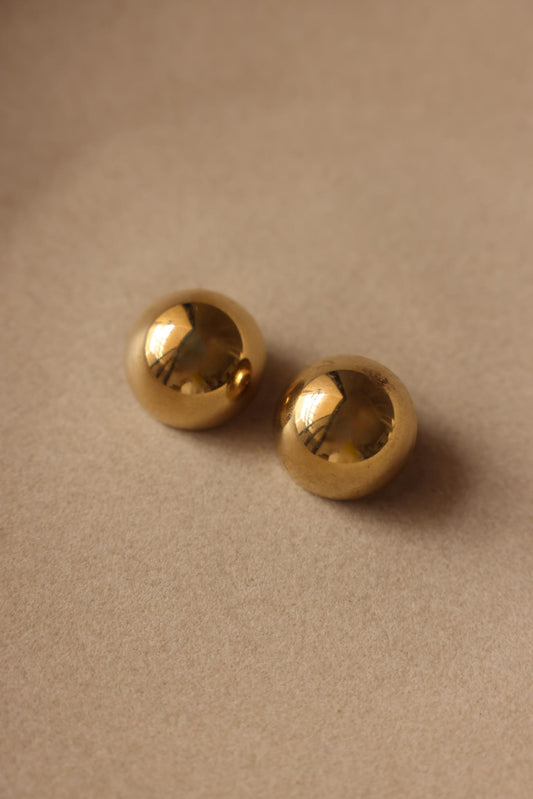Gold Dome Pierced Earrings|Vintage Baazaar 