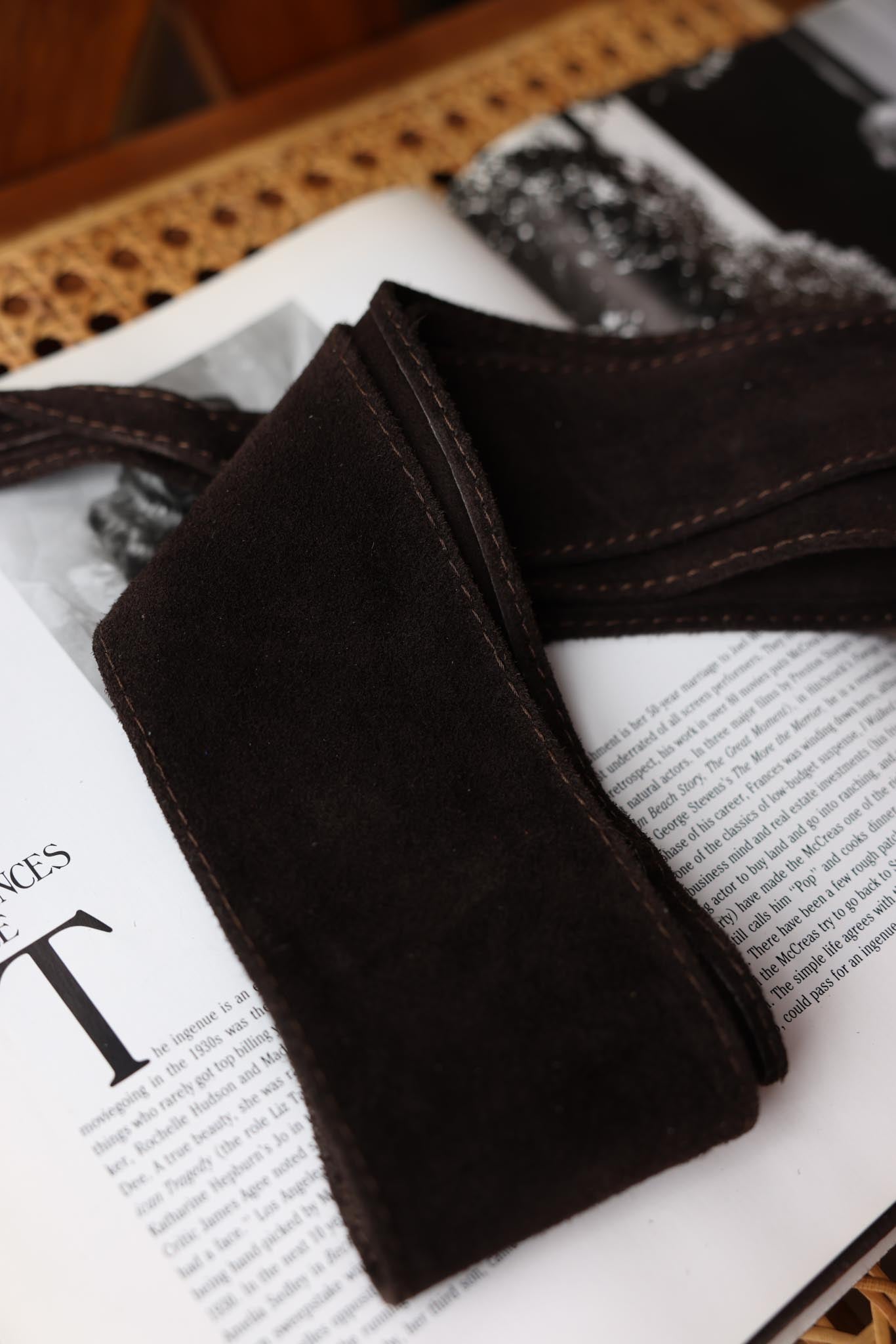 Dark Brown Suede Belt (Free Size)|Vintage Baazaar 