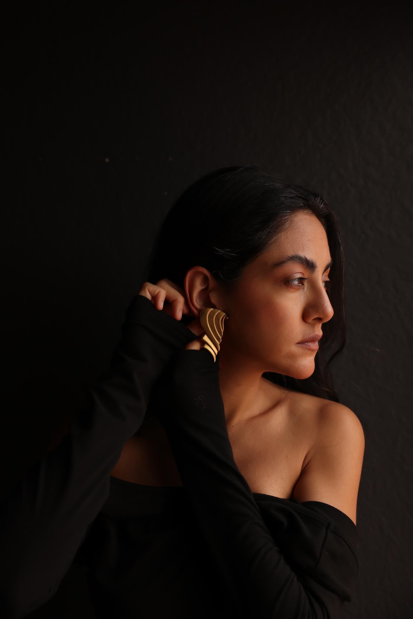 Matte Gold Wing Clip-On Earrings|Vintage Baazaar 