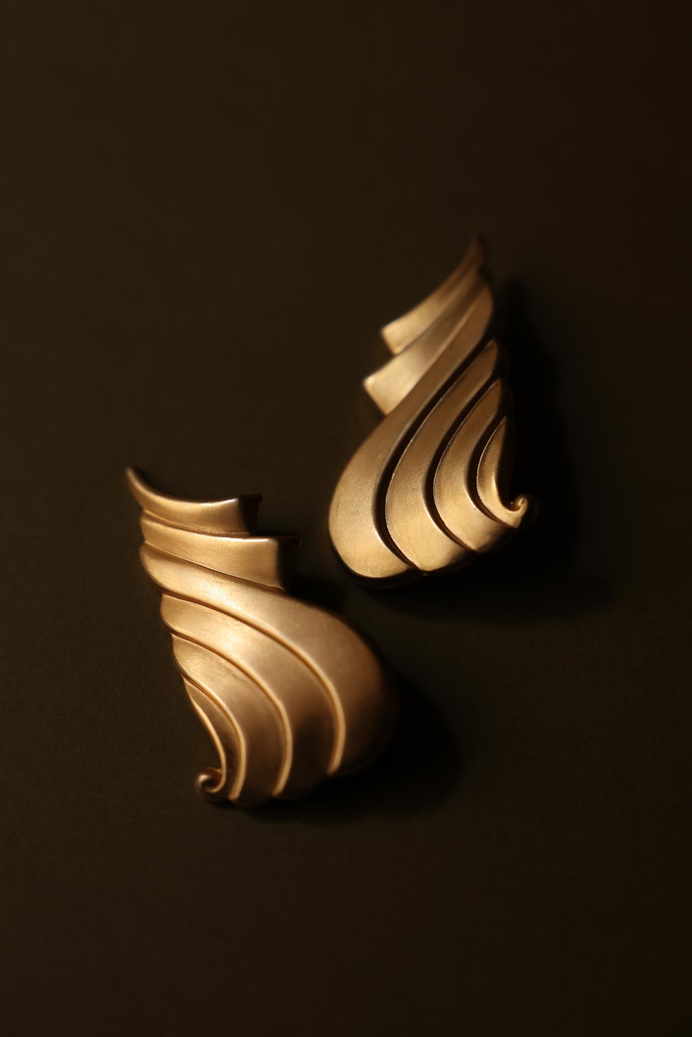 Matte Gold Wing Clip-On Earrings|Vintage Baazaar 
