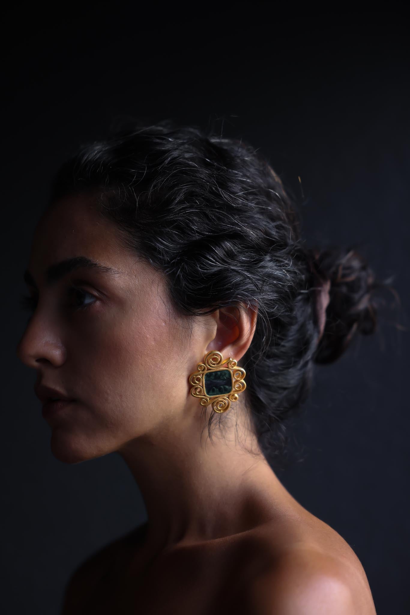 Golden Vine Enamel Earrings|Vintage Baazaar 